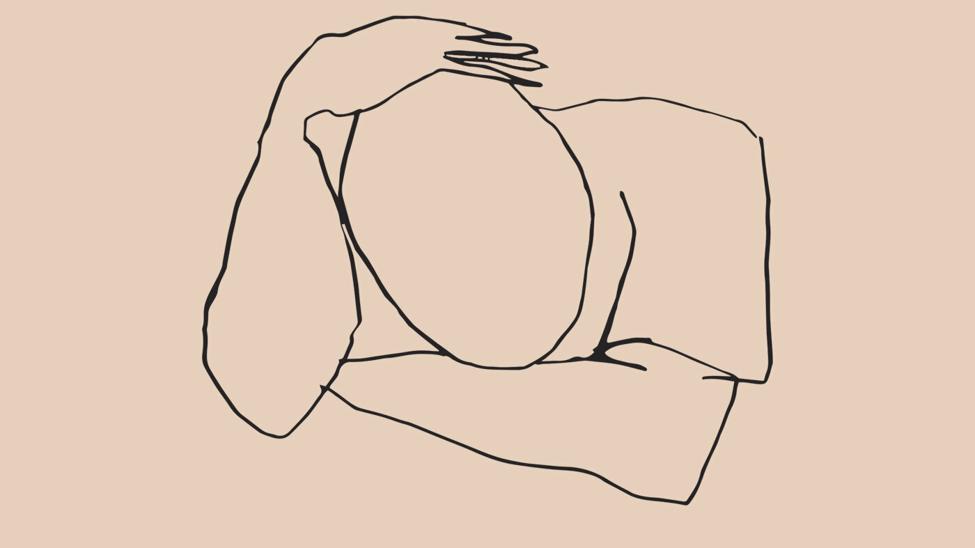 Seksuell uhelse Gutt/mann med hode i albuen