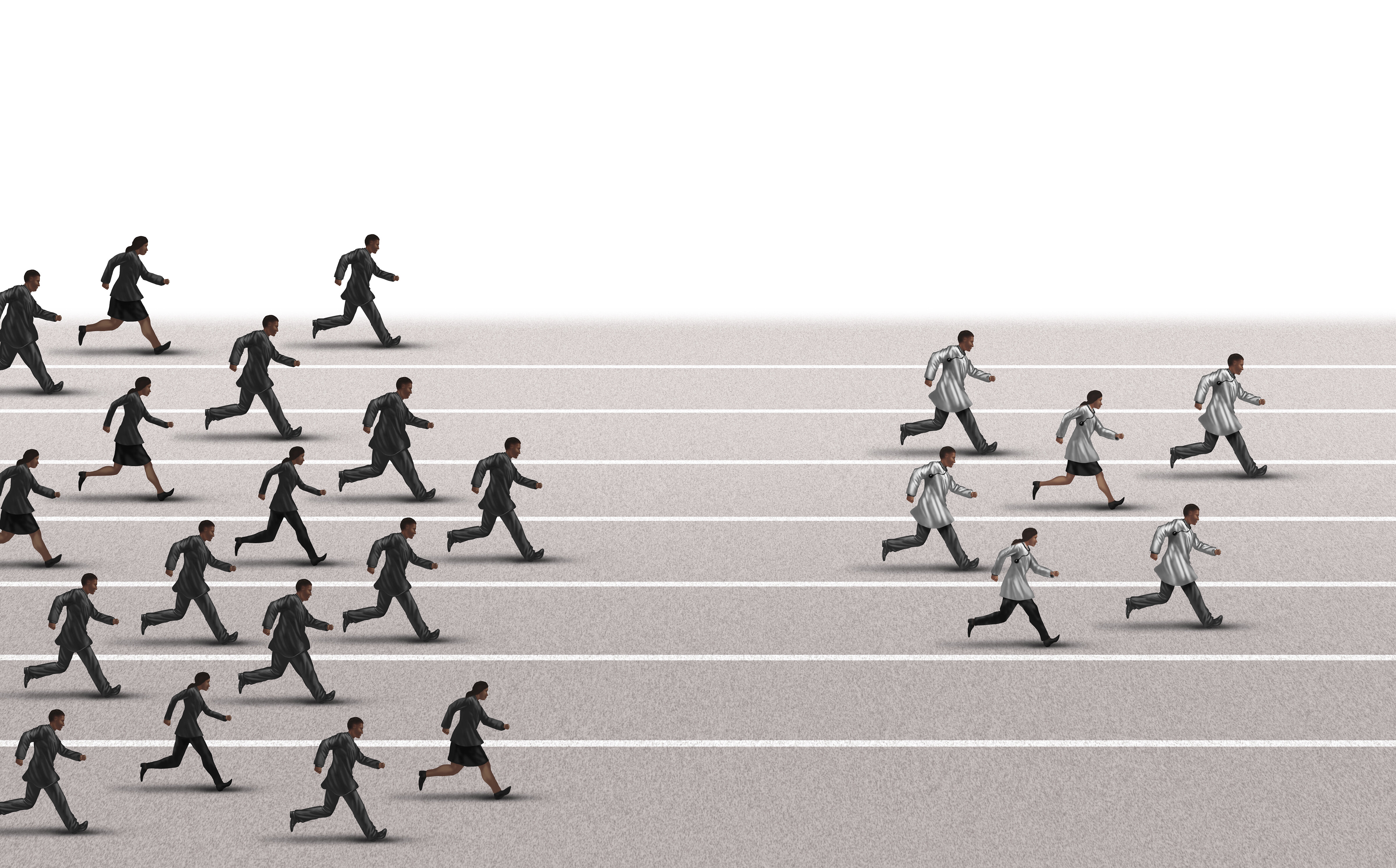 Uheldige hendelser Bildet viser en tegning av mennesker som jager helsepersonell