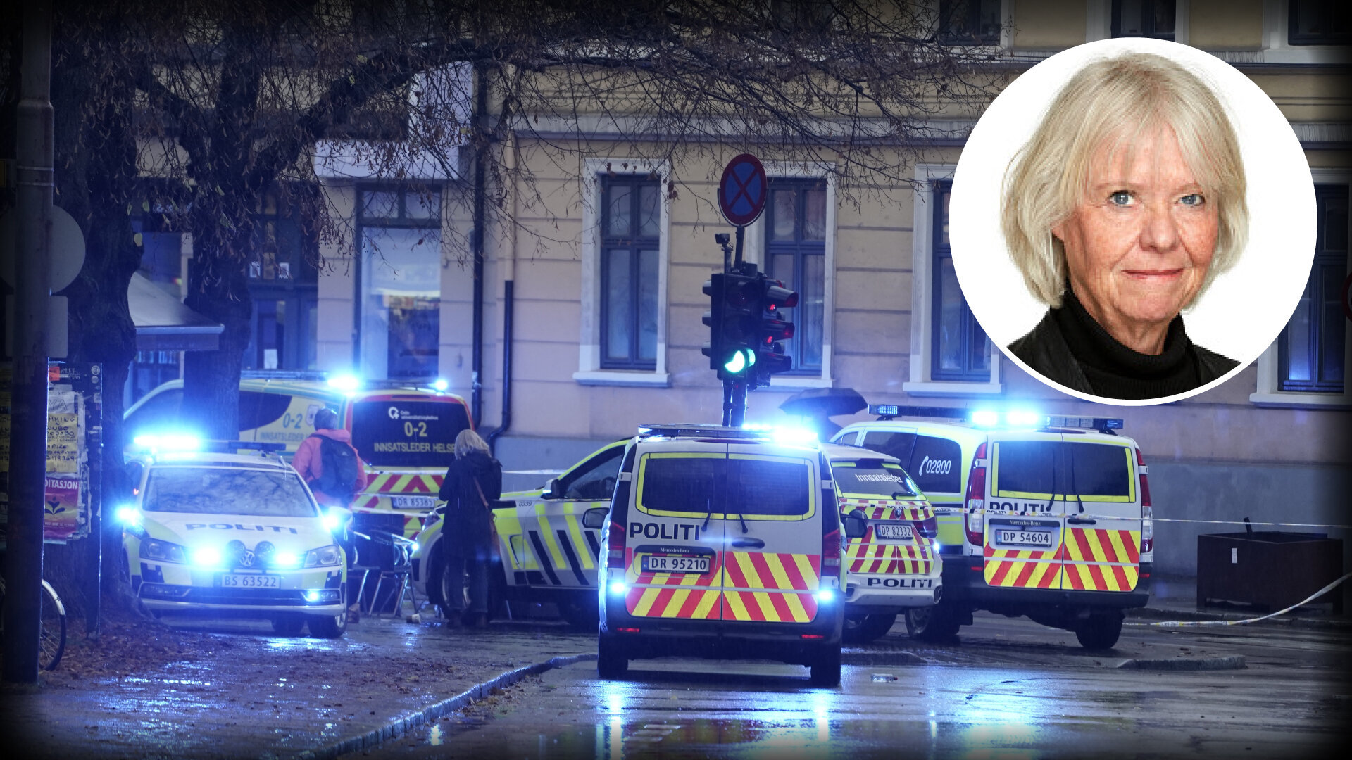 Bislett, politi Bildet viser politibiler på Bislett etter hendelsen 10. november 2021.