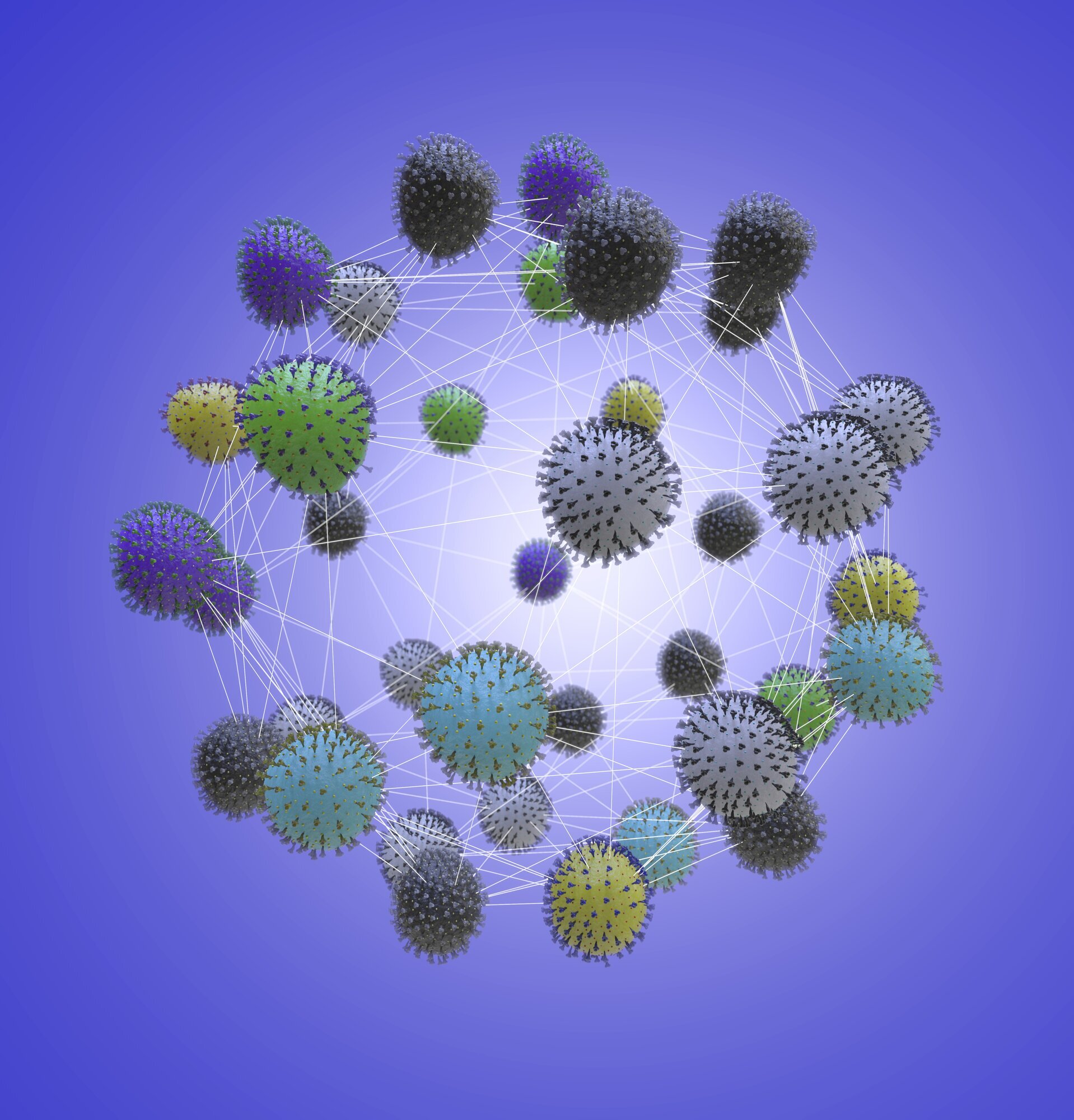 Koronavirus, varianter Illustrasjonen viser ulike varianter av koronaviruset.