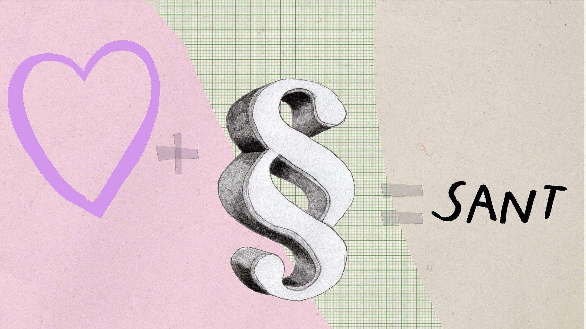 Hjerte + loven = sant Illustrasjonen viser et hjerte + en lovparagraf = sant