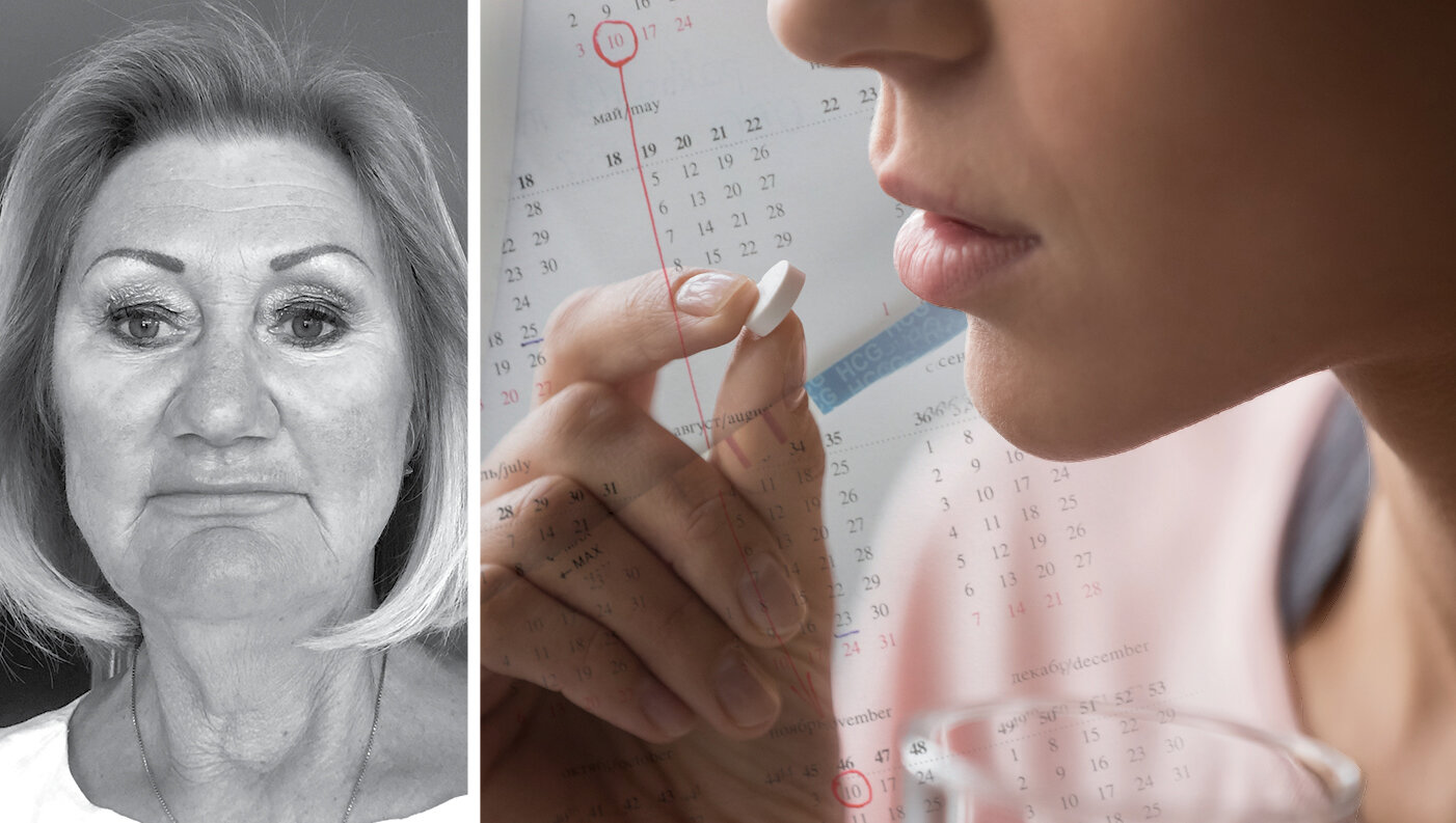 Medikamentell abort Eva Sommerseth i bild montasje med kvinne som tar medikamentell abortpille