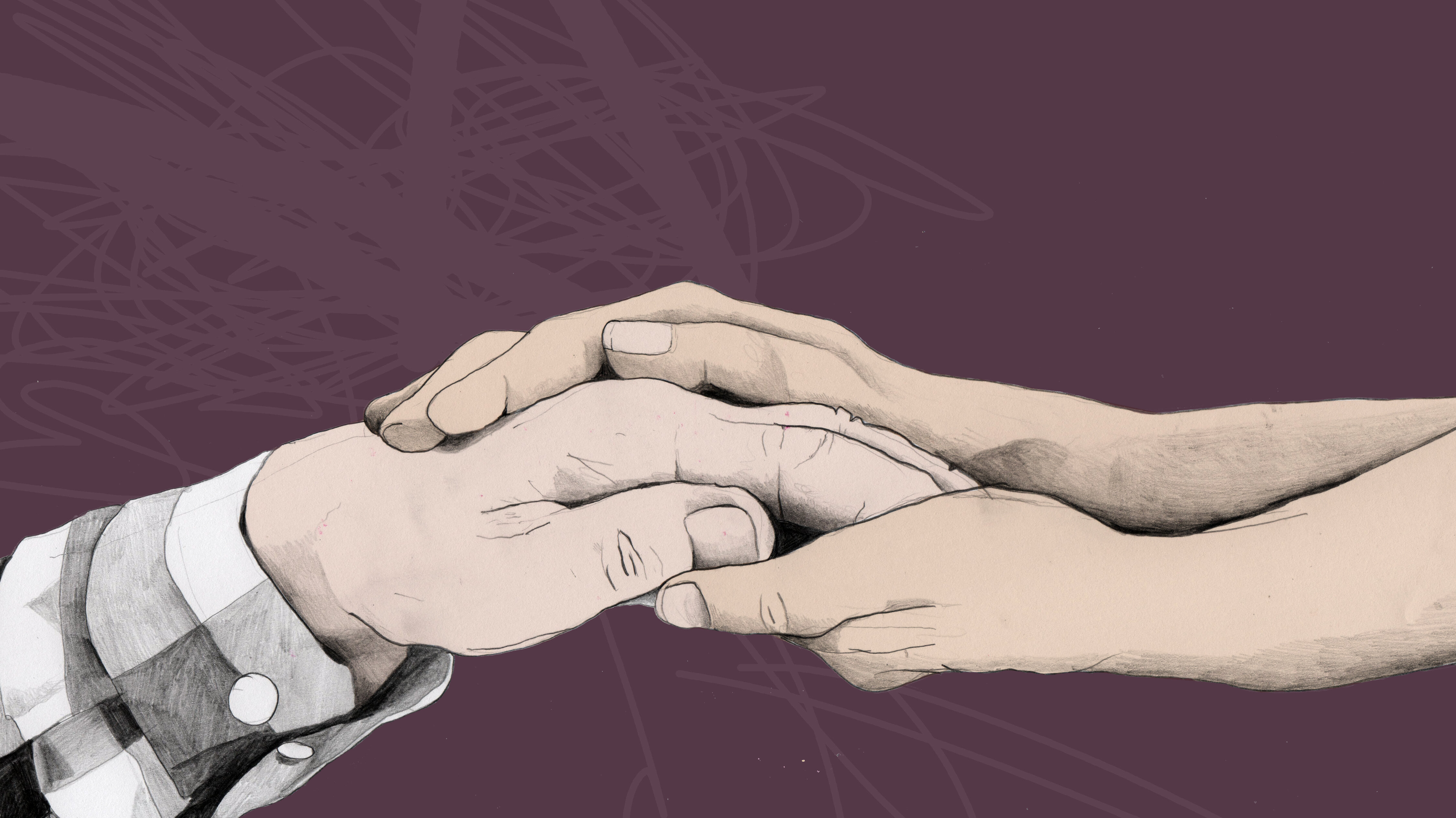 To hender Illustrasjonen viser to hender som holder i hverandre.