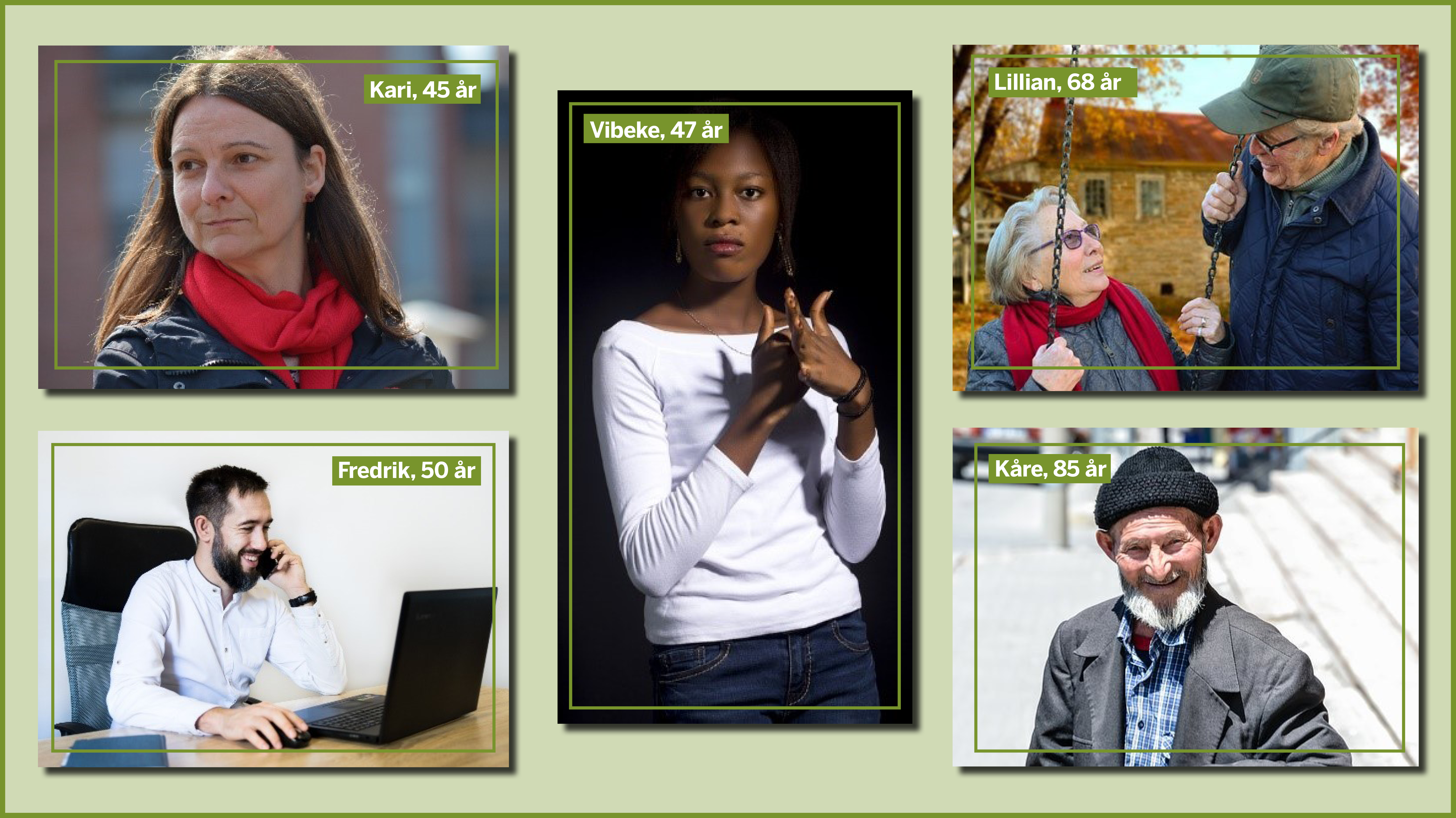 Personaer Bildet viser en montasje med flere fiktive personer: personaer