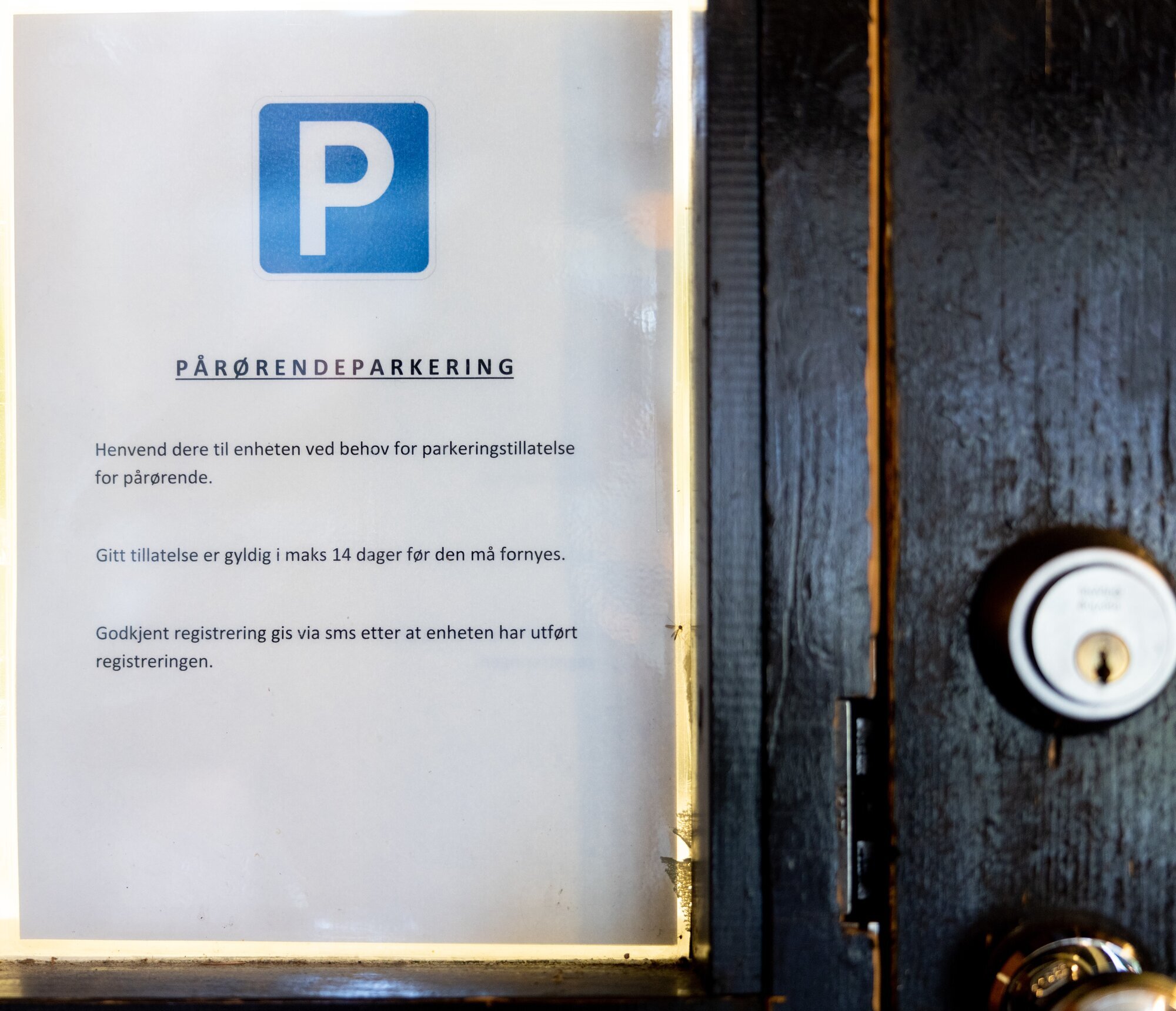 parkeringsinfo til pårørende bildet viser parkeringsinfo til pårørende