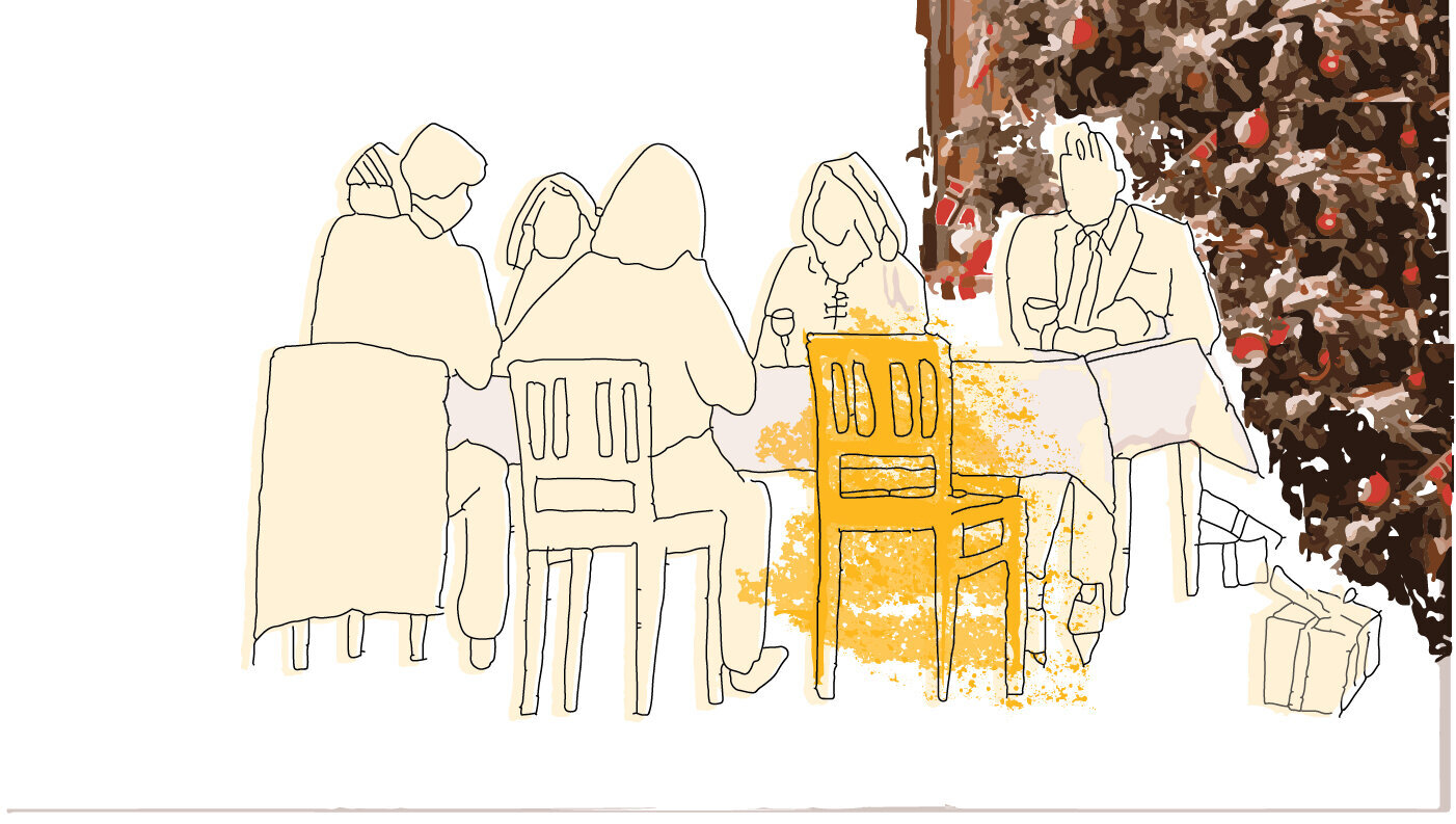 Juleselskap, men en tom stol Juleselskap, men en tom stol