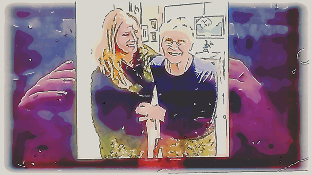 Hjemmesykepleie Bildet viser to kvinner