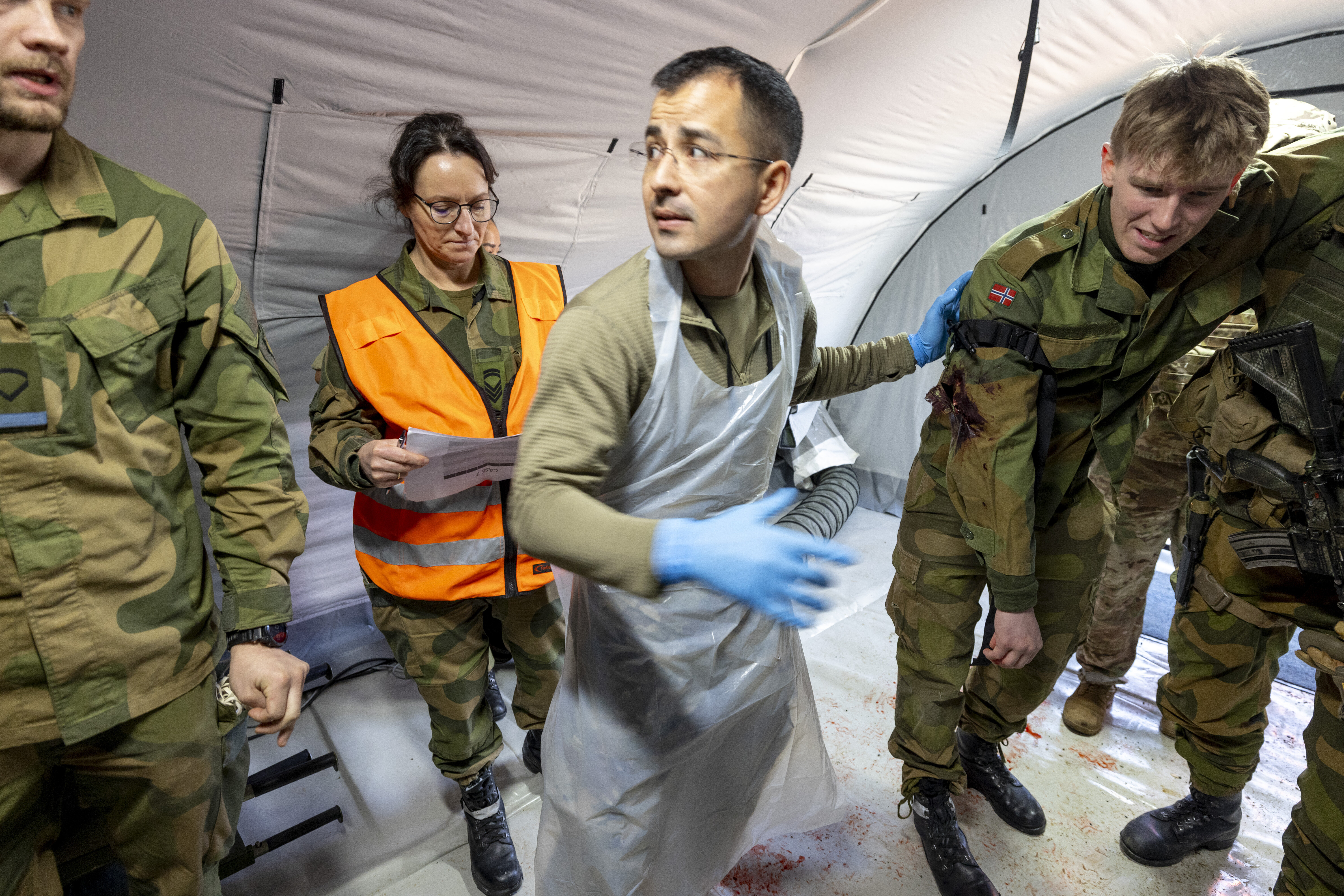 Øvelse, feltsykehus Bildet viser mottaksområdet i feltsykehus.