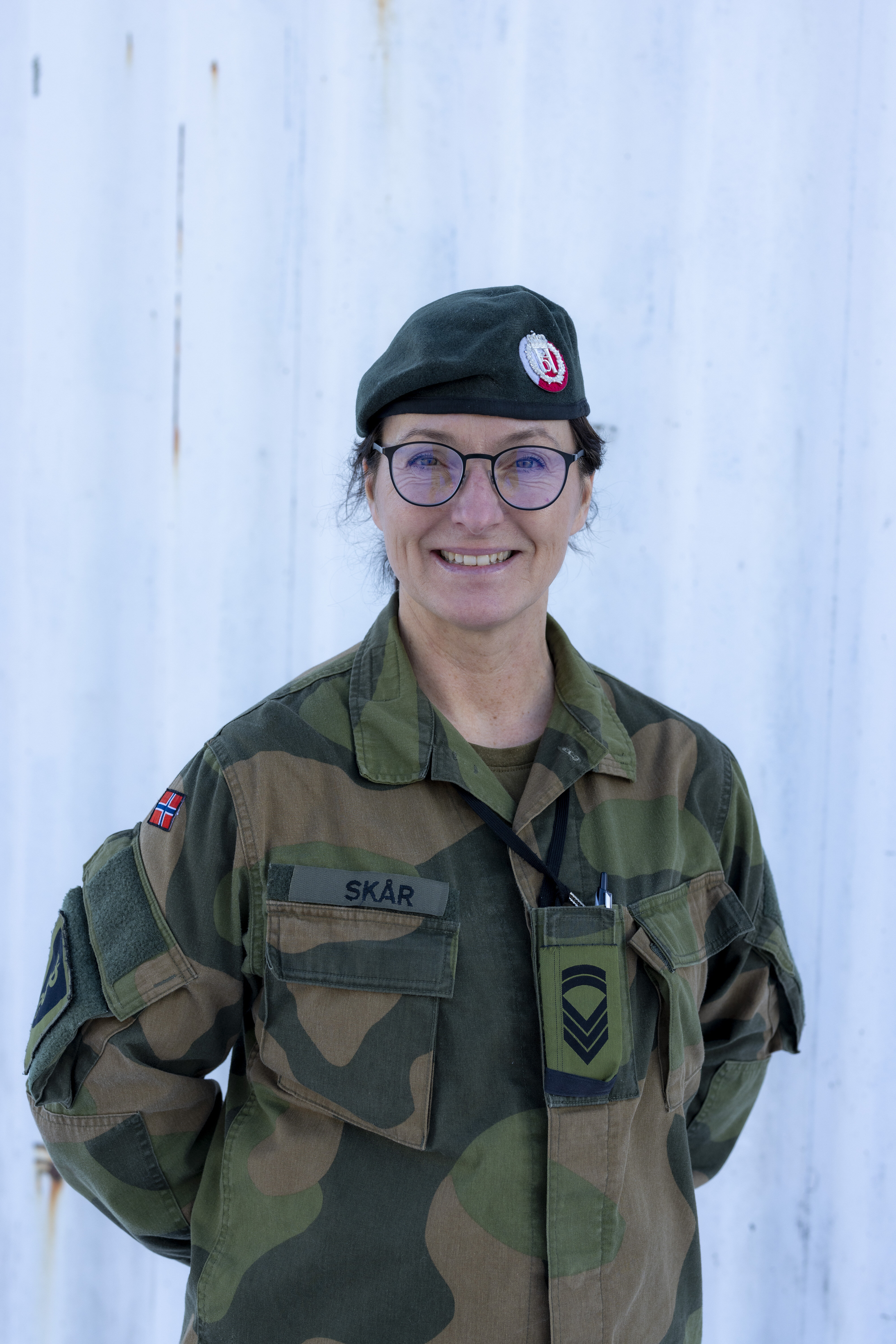 Øvelse, feltsykehus Bildet viser sykepleier i saniteten.