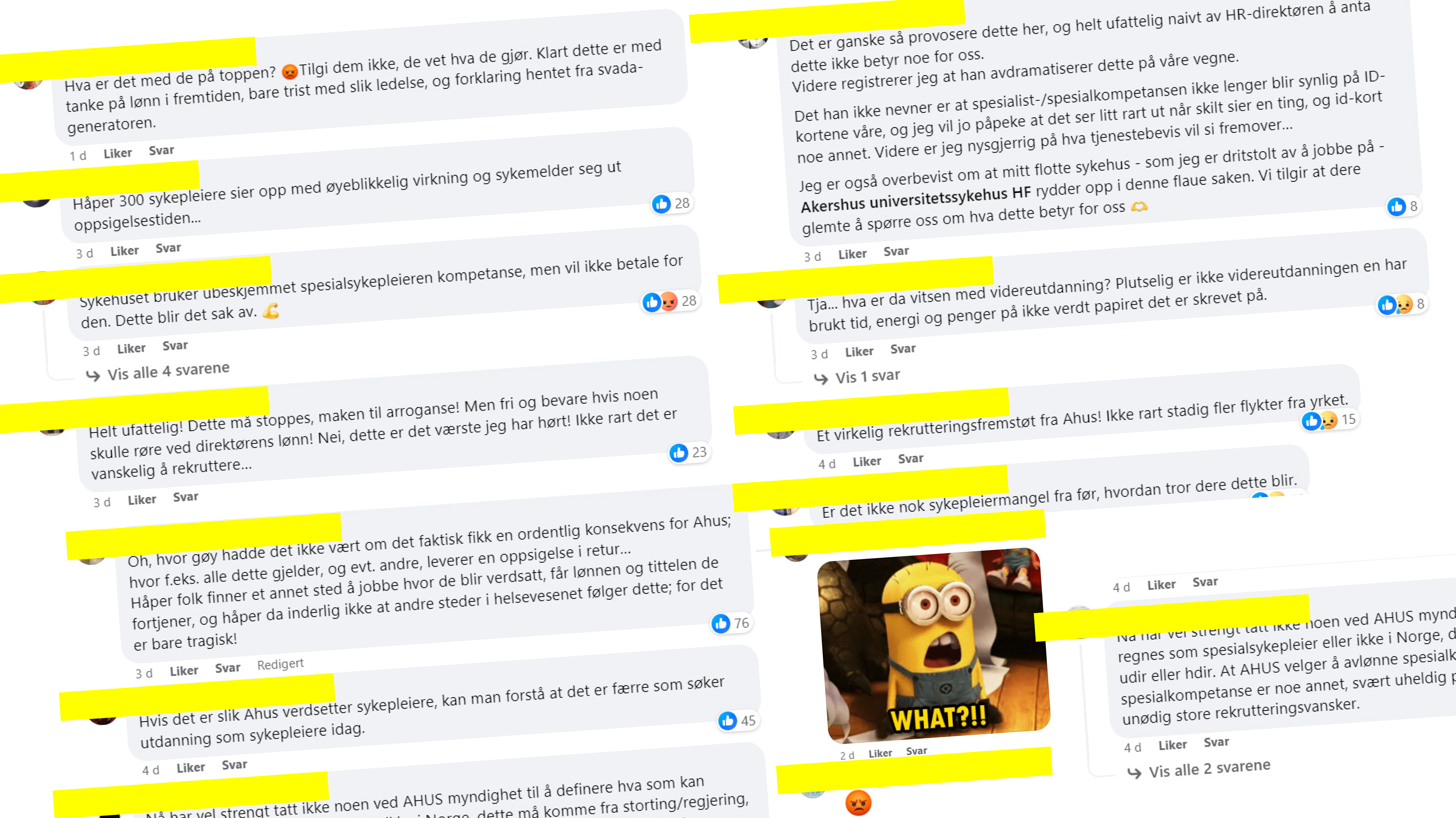 Bilde visere en rekke kommentarer på Facebook Bilde visere en rekke kommentarer på Facebook