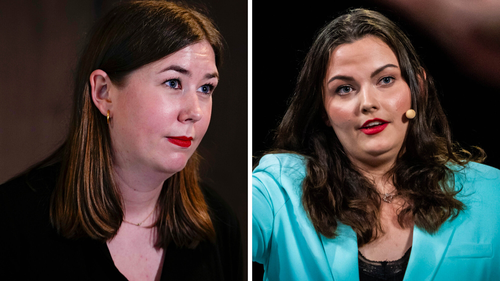 Bildet viser AUF-leder Astrid Hoem (til venstre) og Andrine Hanssen-Seppola, leder i Senterungdommen