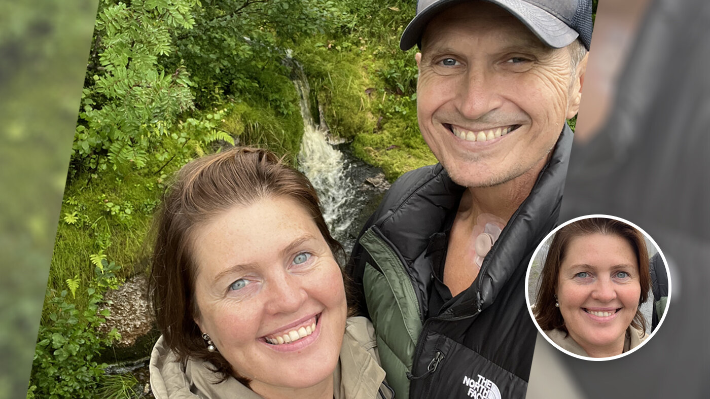 Bildet viser Dora Thorhallsdottir sammen med mannen sin Jan Tore