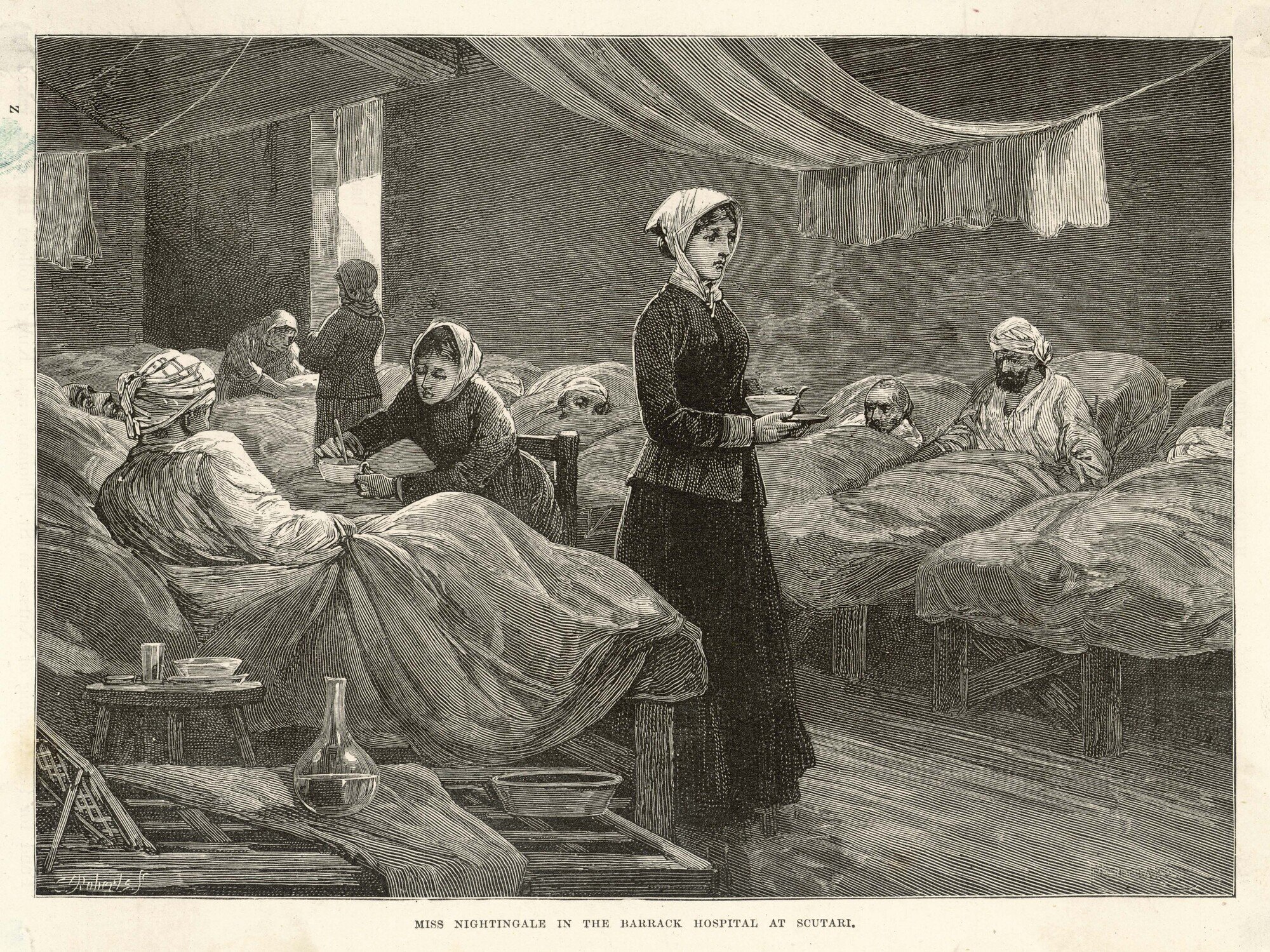 Bildet er et litografi av Florence Nightingale