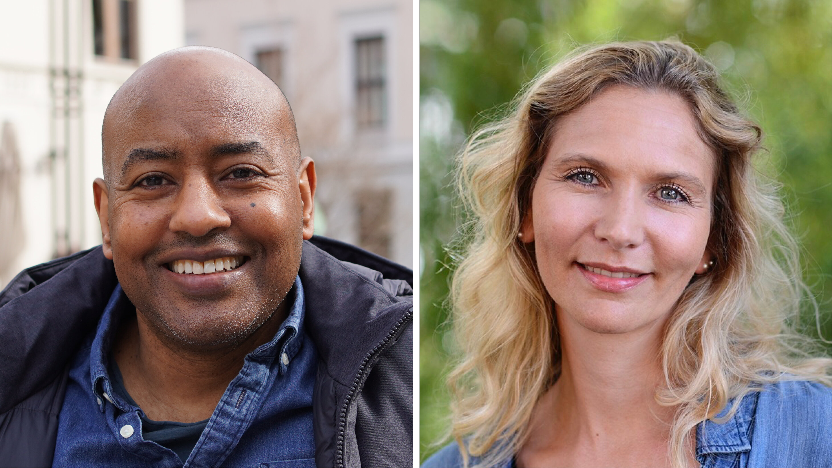 Bildet viser portretter av Jonas Debesay og Linda Aimée Hartford Kvæl