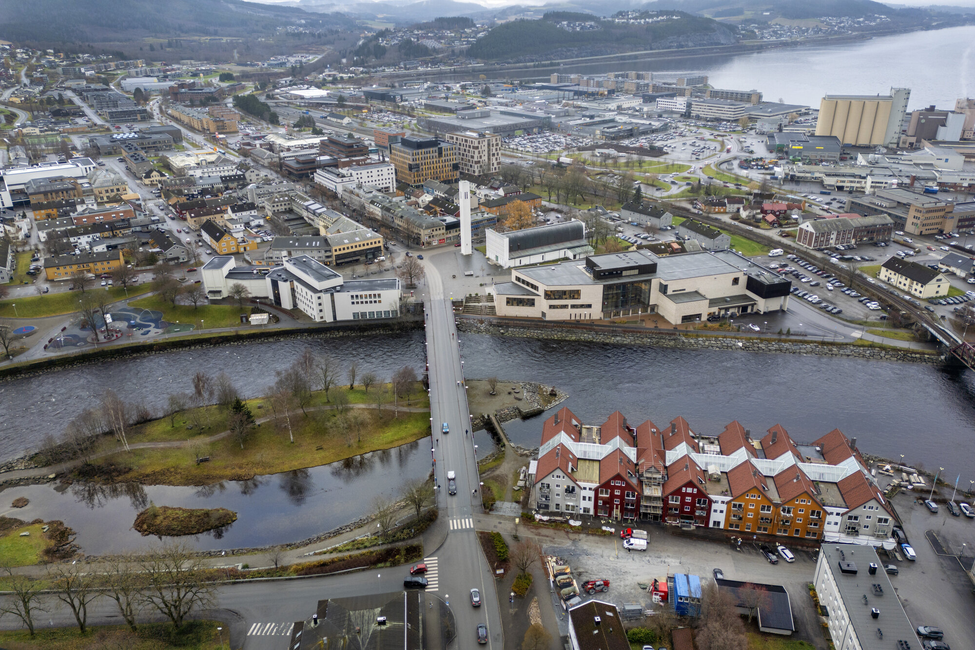 Bildet viser oversiktsbilde av Steinkjer sentrum Bildet viser oversiktsbilde av Steinkjer sentrum