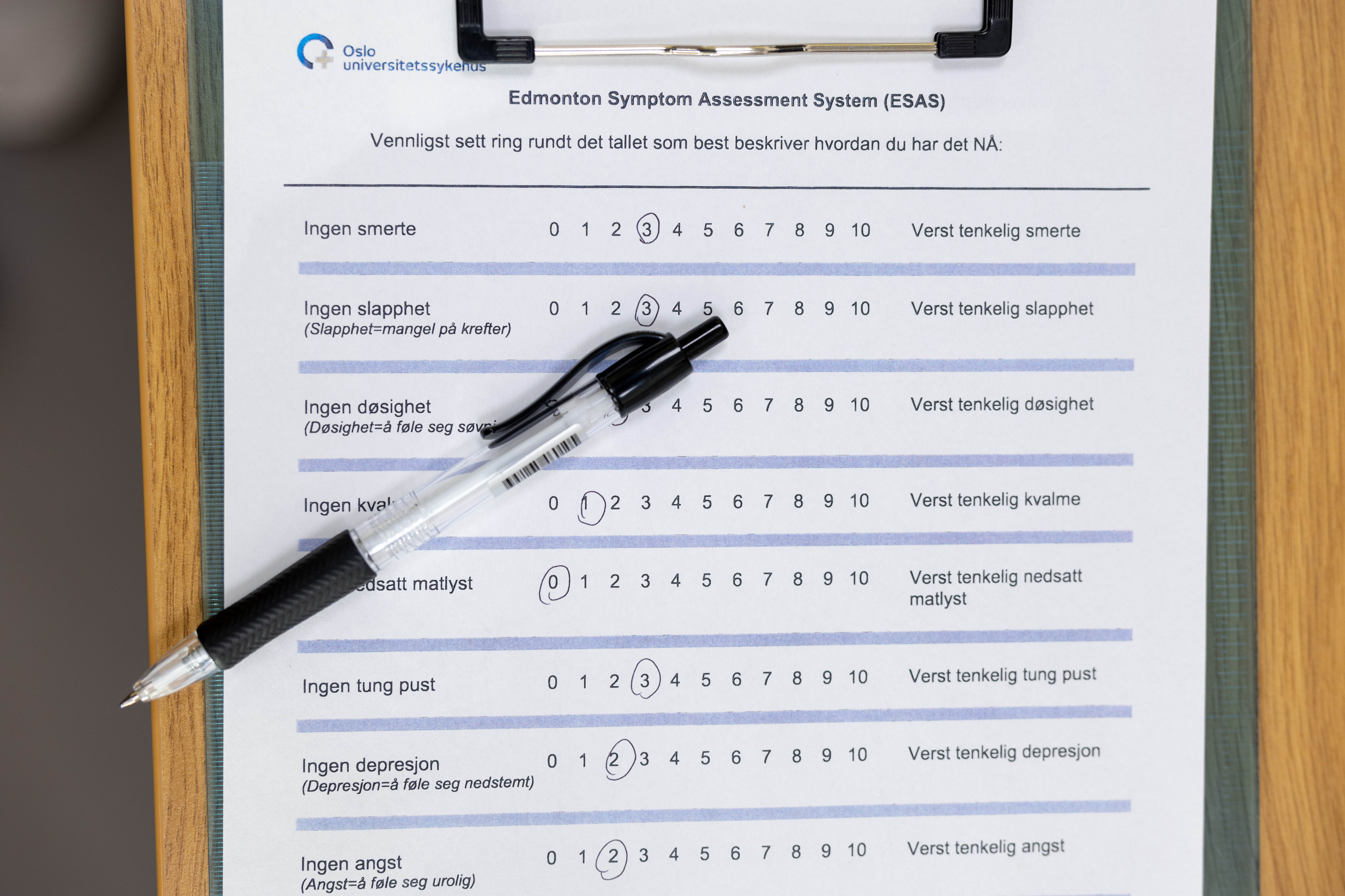 ESAS-skjema til utfylling ESAS-skjema til utfylling