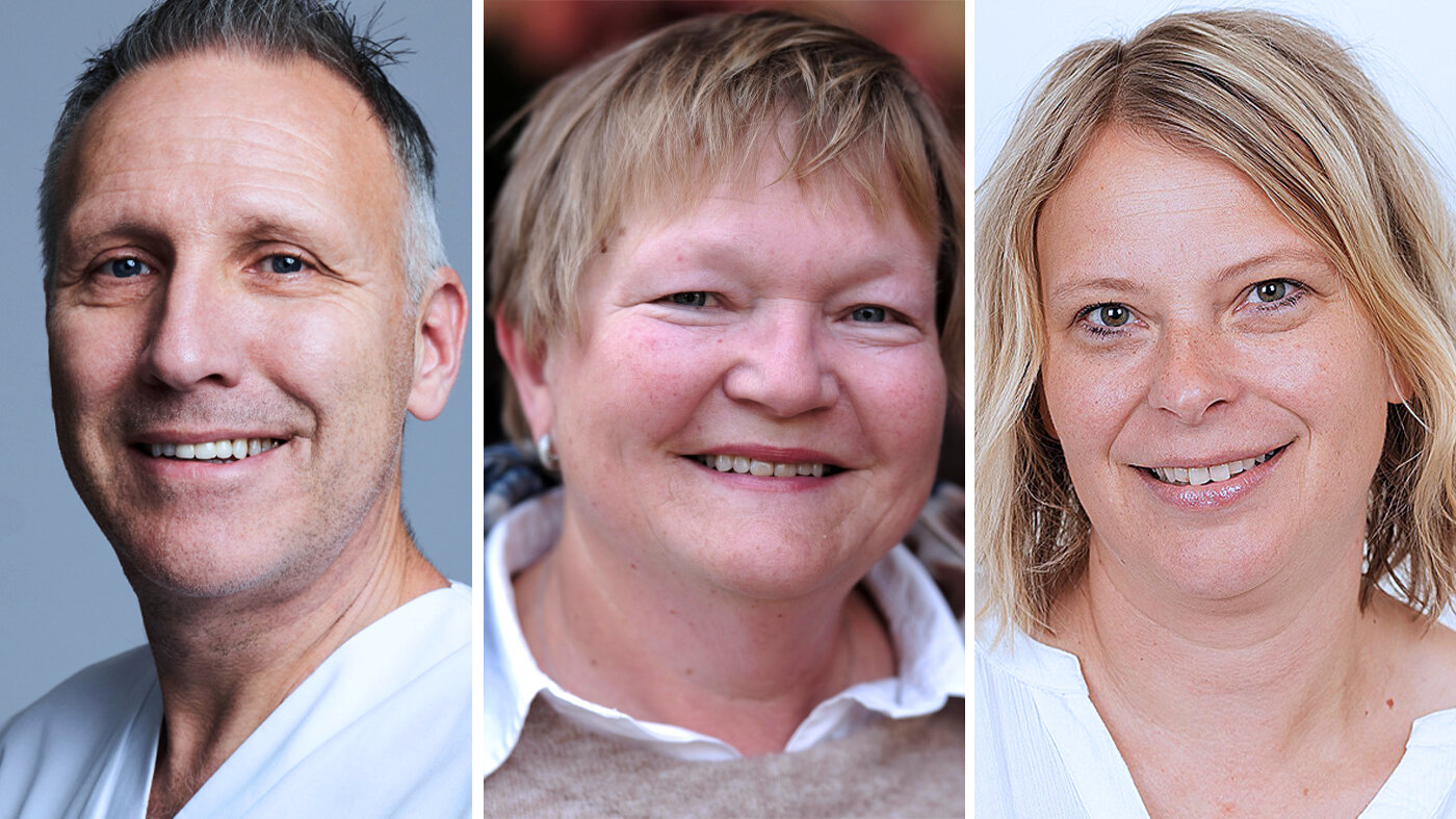 Bildet viser portretter av Tor Engevik, Edel Bruun Bastøe og Hanne M. Noding.