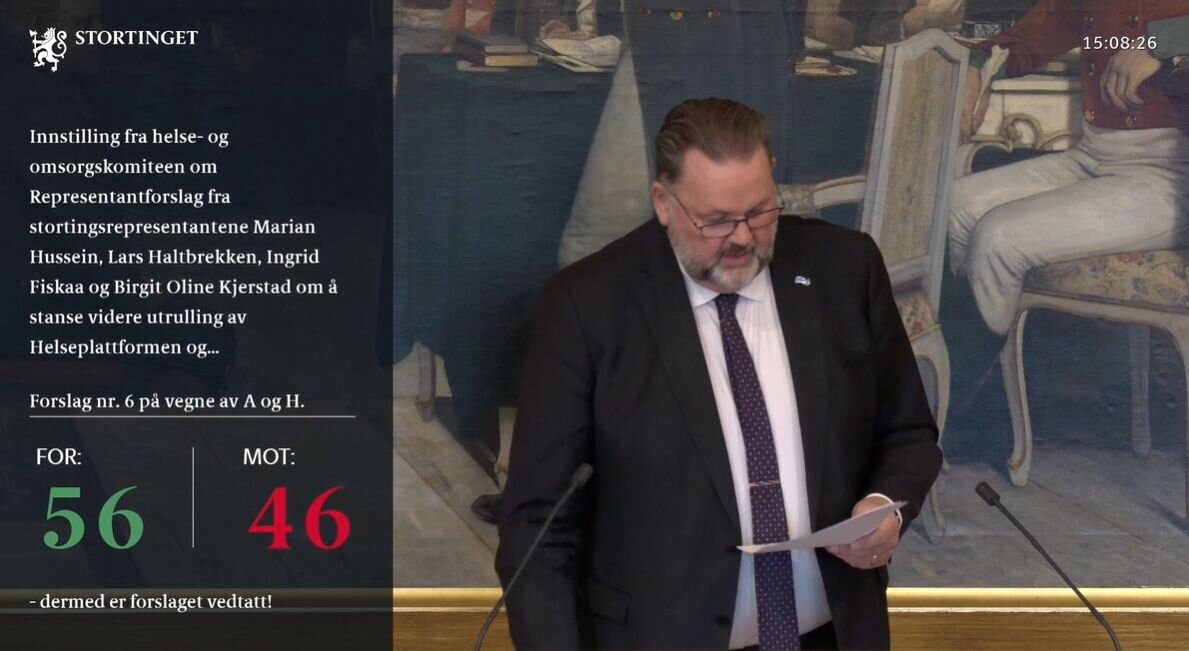 Bildet viser skjermdump av votering på Stortinget Bildet viser skjermdump av votering på Stortinget