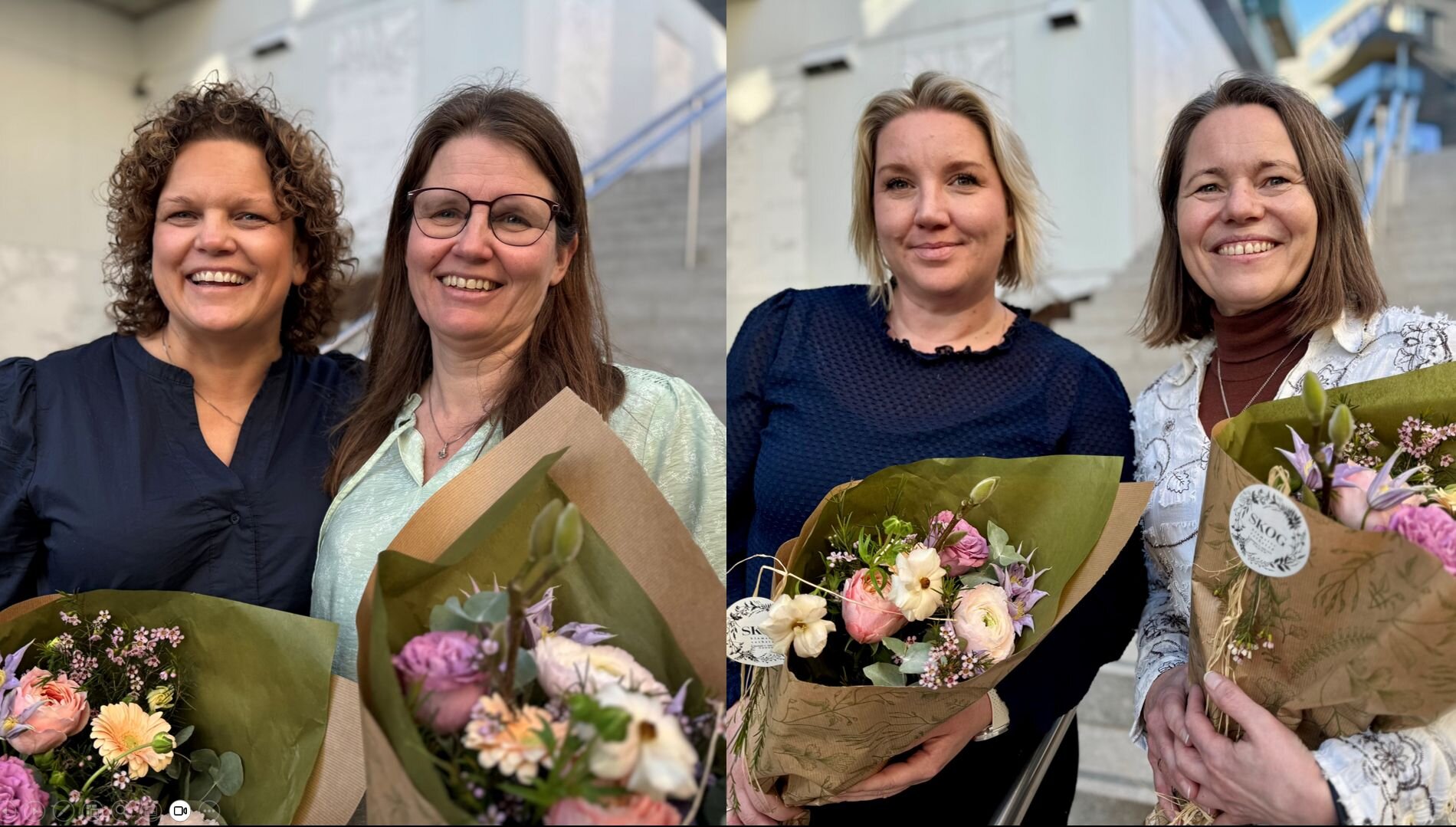 Bildet viser Nyvalgt ledere i Vestfold (fra v.:) Margareth Horn ble fylkesleder og Aina Kausland Slettom nestleder. I Telemark ble Janne Olimstad Guldbjørnsen valgt som fylkesleder, og Liv Heidi Lundestad Negarden som nestleder.