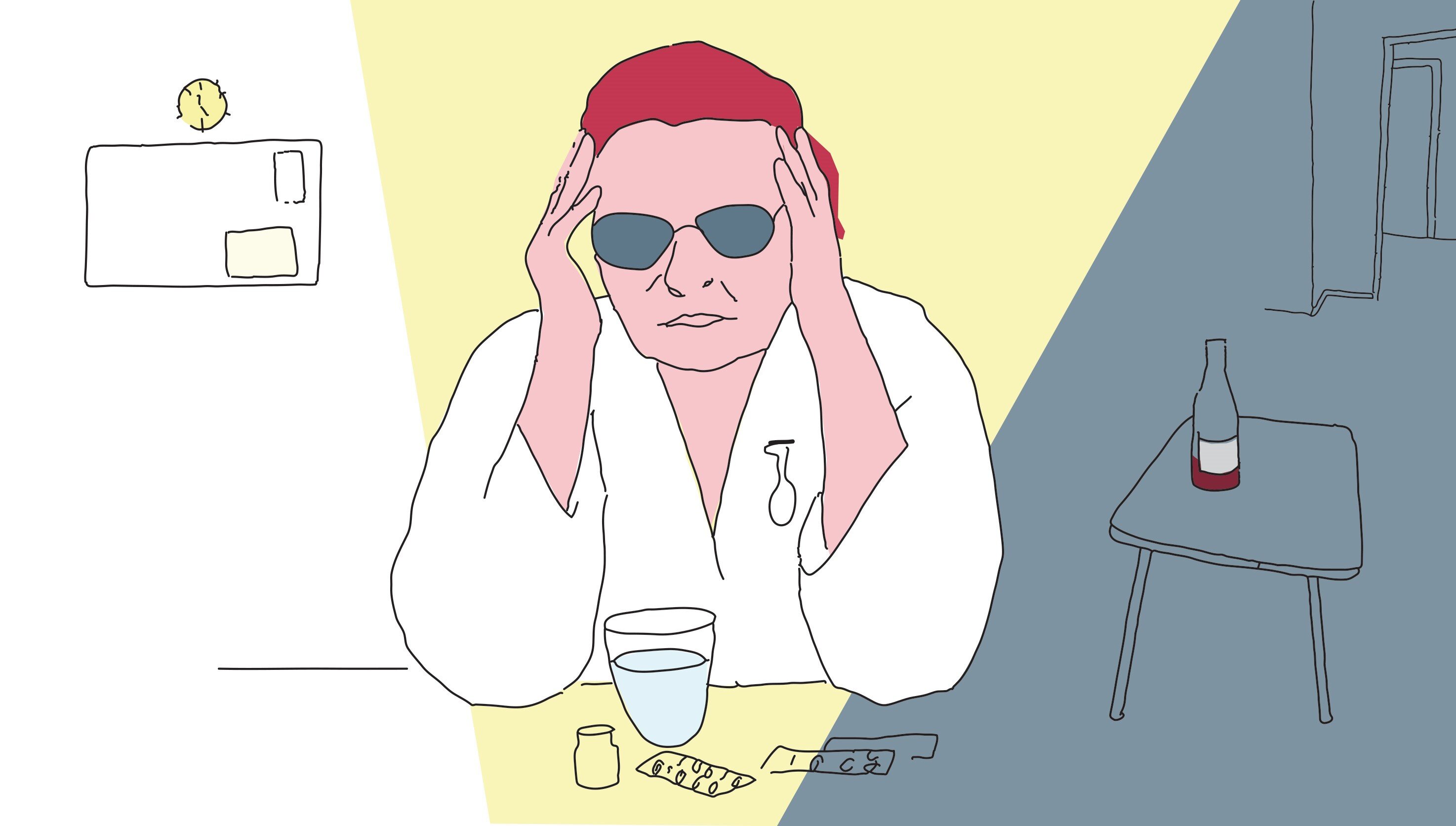 Bildet viser en illustrasjon av en sykepleier som sliter med rusmisbruk