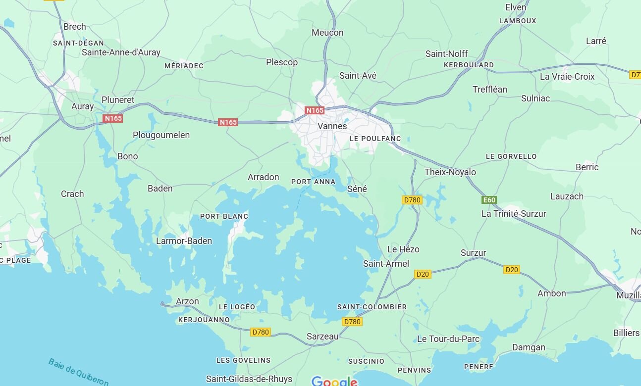 Bildet viser et kart over Vannes i Frankrike Bildet viser et kart over Vannes i Frankrike