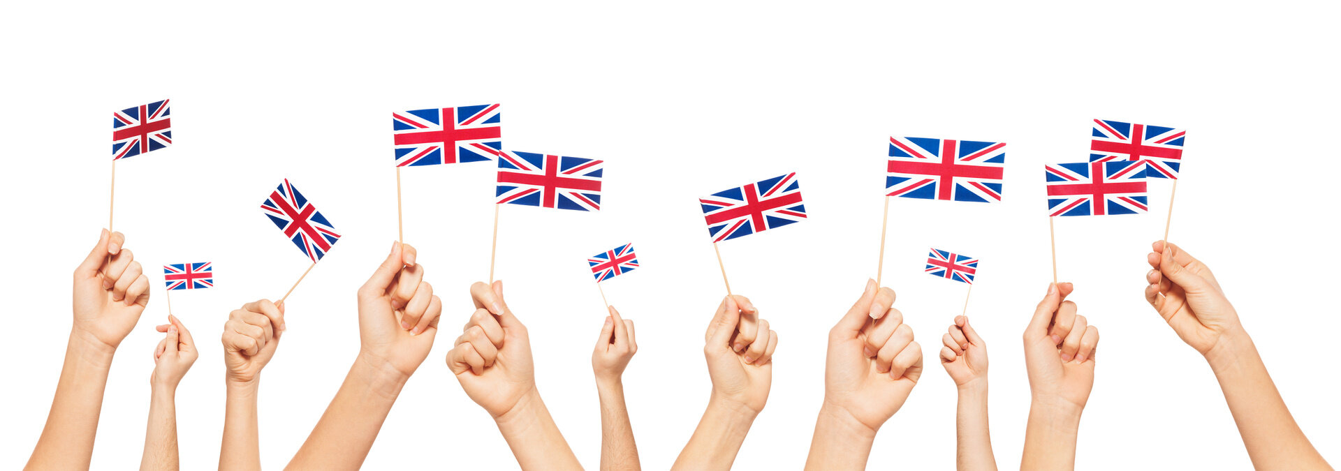 britiske flagg bildet viser hender som holder britisk flagg