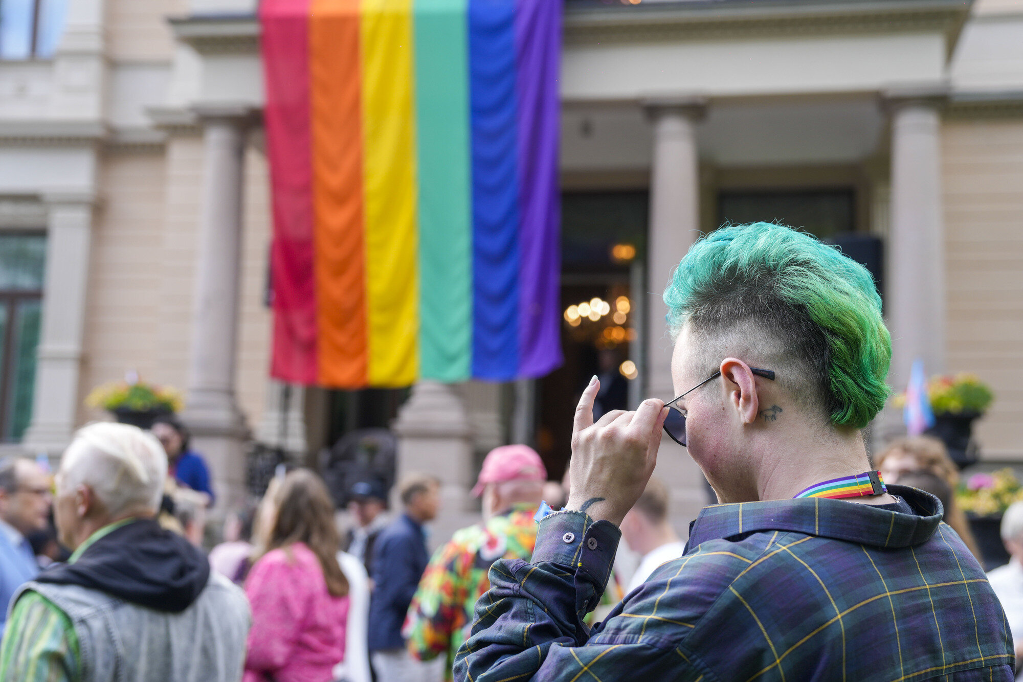 Bildet viser pridemottakelse i Regjeringens representasjonsanlegg i Oslo torsdag ettermiddag. Bildet viser pridemottakelse i Regjeringens representasjonsanlegg i Oslo torsdag ettermiddag.
