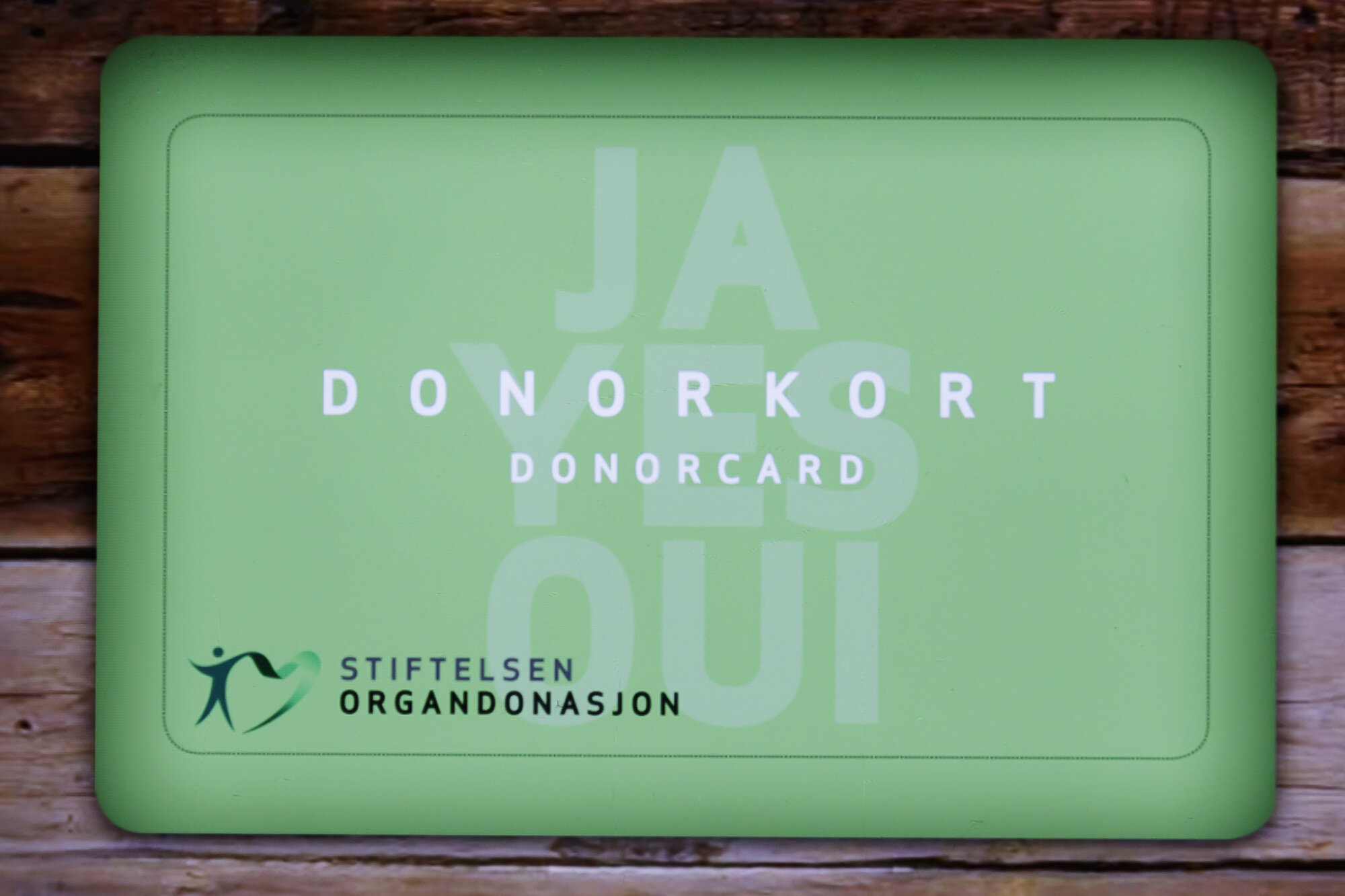 Bildet viser et donorkort. Bildet viser et donorkort.
