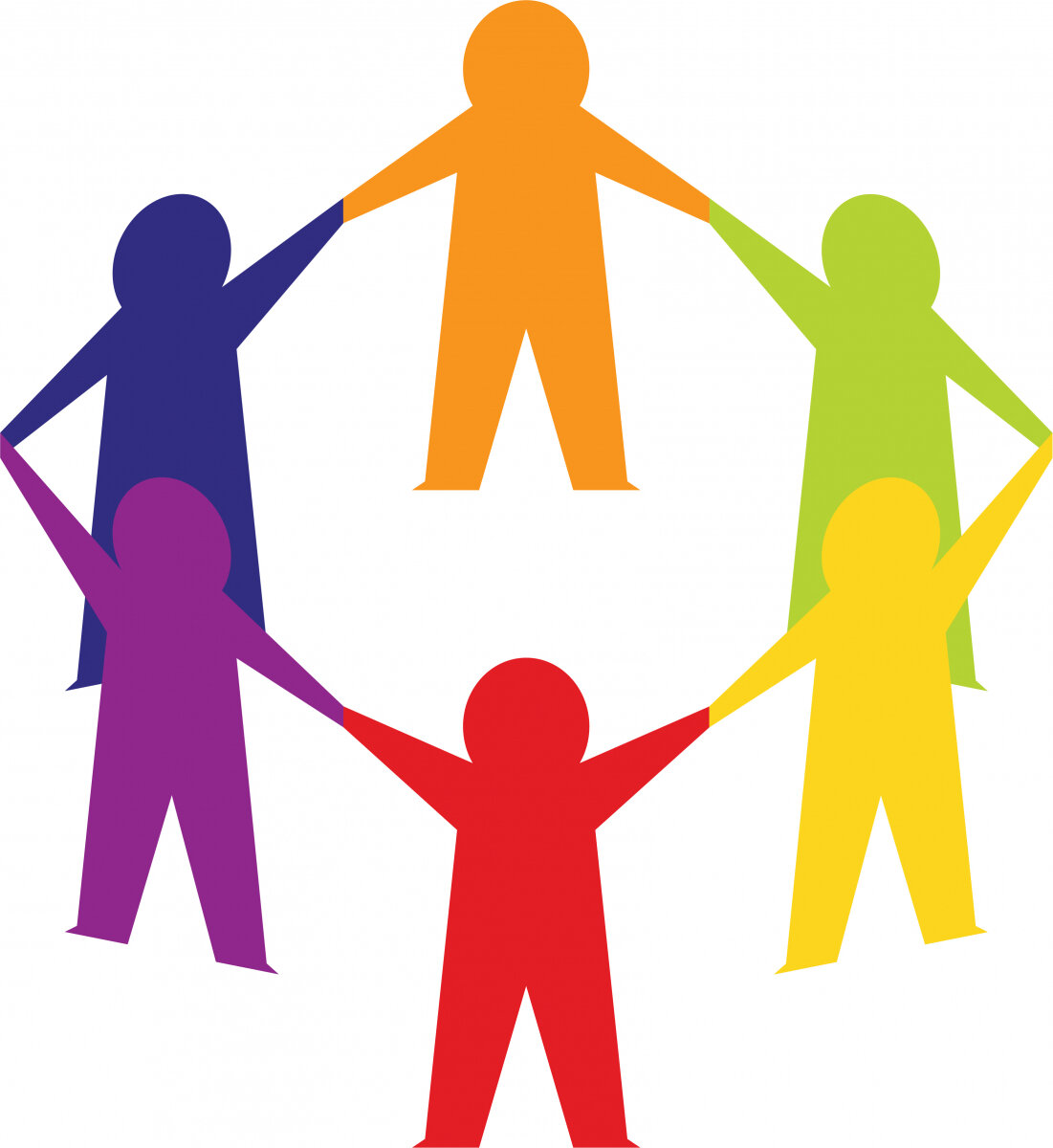 mennesker, gruppe Illustrasjonen viser mennesker som står i ring og holder hender.