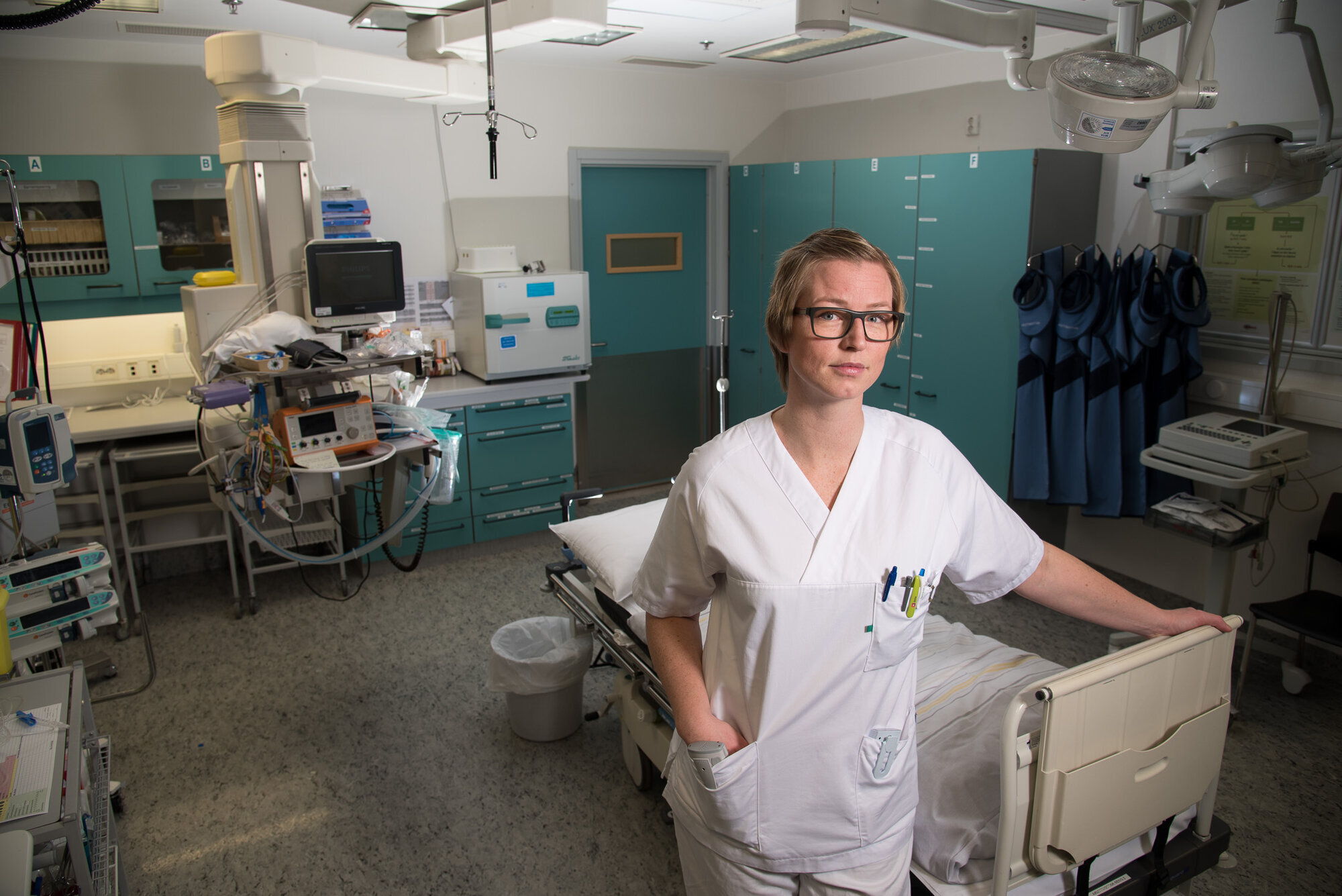 Hanne Mari Reiremo, akuttsenteret, Sykehuset Vestfold, Tønsberg Bildet viser Hanne Mari Reiremo på et akuttrom.