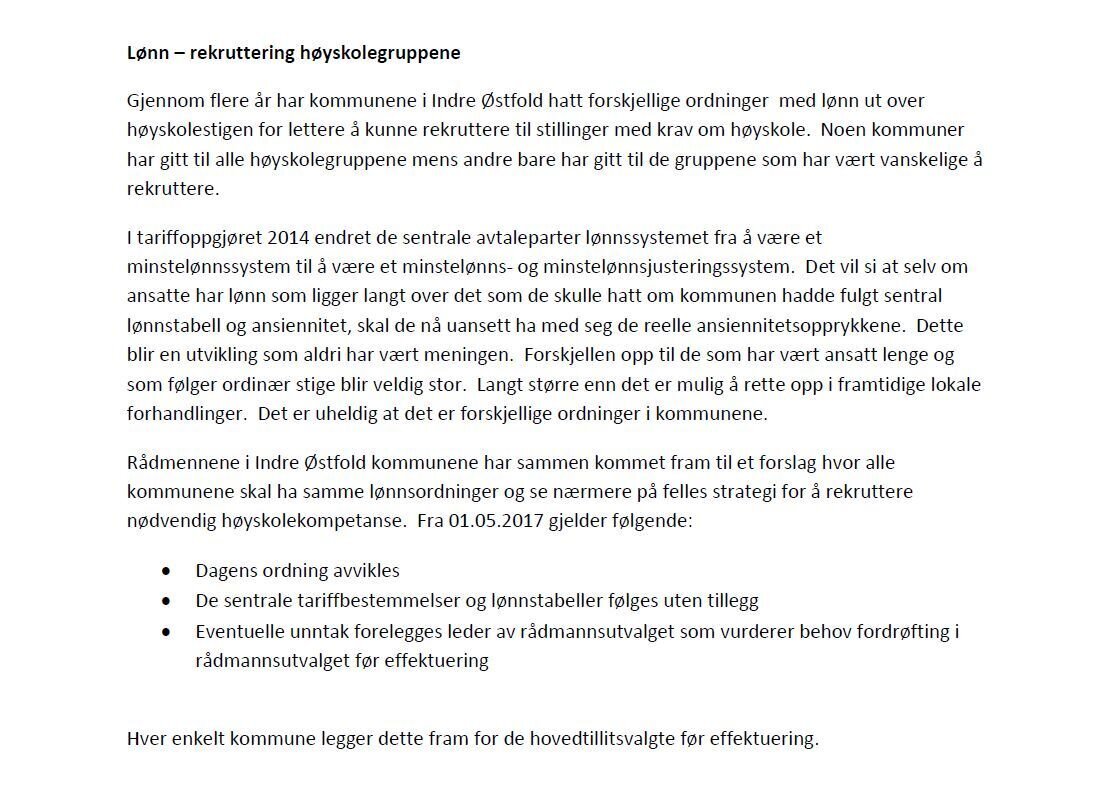 Brev fra rådmannsutvalget Brev fra rådmannsutvalget