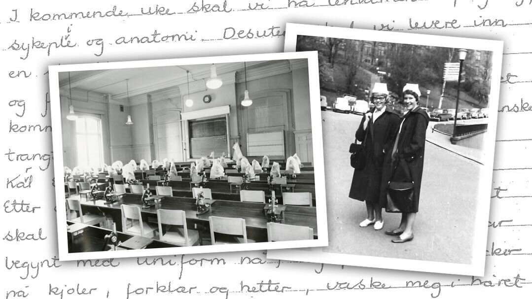 Bildet viser en bildecollage med gamle svart-hvitt bilder og brev.