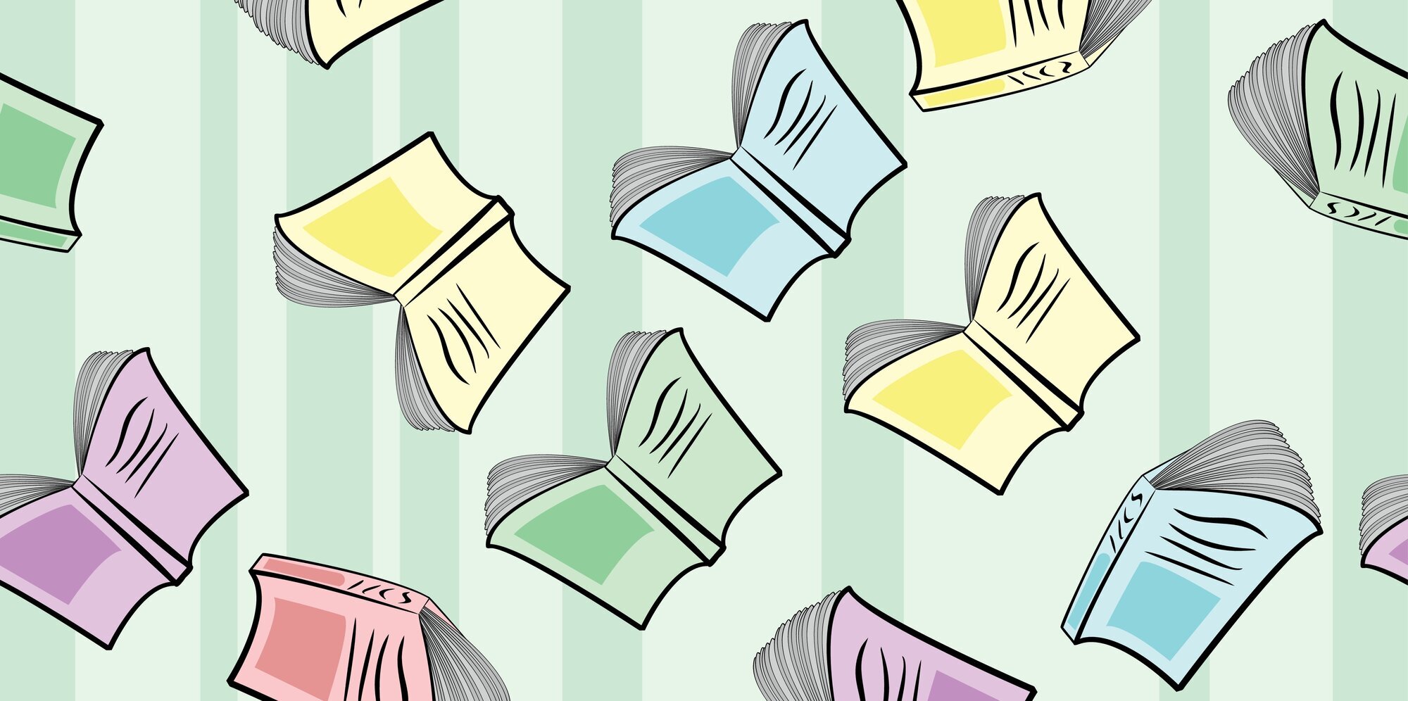 bøker, lesebøker Illustrasjonen viser bøker i ulike farger.