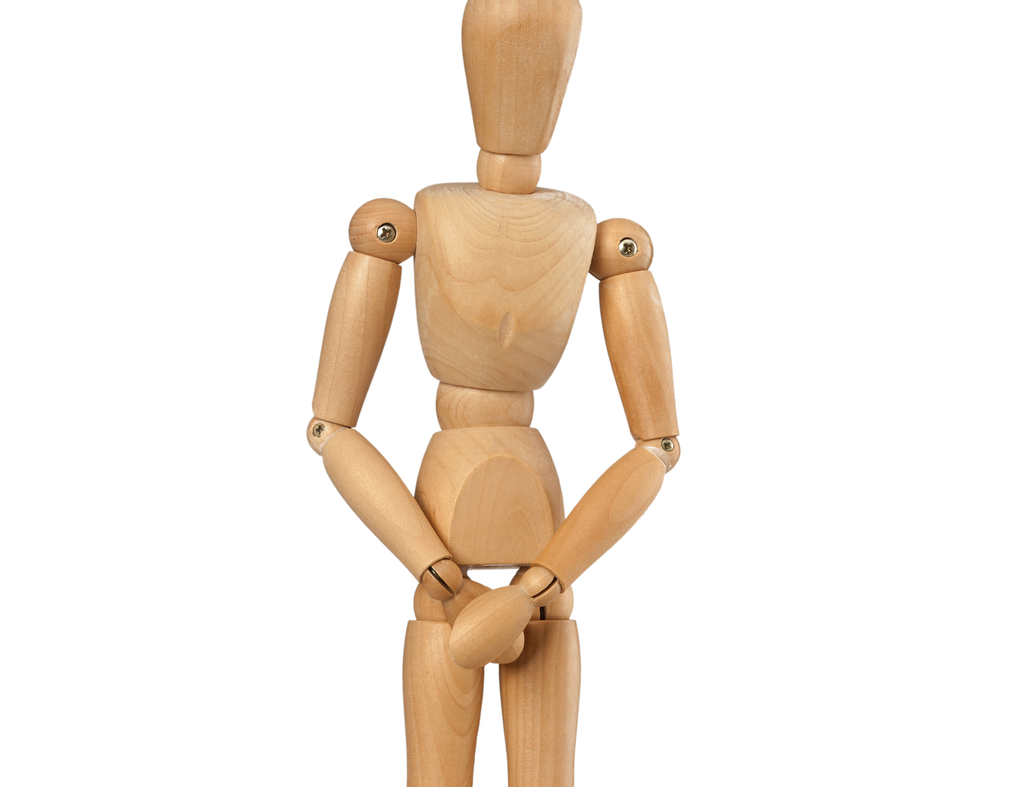 Testikkelkreft, behandling, diagnose, erfaringer Bildet viser en bevegelig tredukke som står og holder hendene foran skrittet.