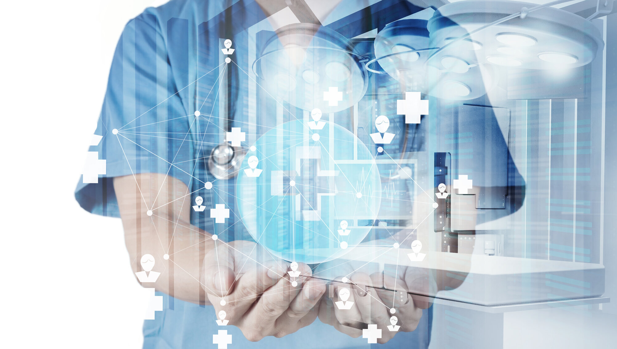 Det vekker begeistring i NSF at sykepleier, professor og seniorforsker Tone Rustøen har fått støtte til opprettelsen av et regionalt forskningsnettverk. Illustrasjonen viser en sykepleier bak et nettverksdiagram.