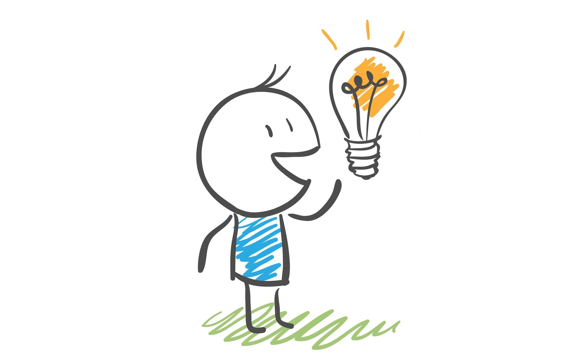 forskning Illustrasjonen viser et strekmenneske, og en lyspære blinker over.