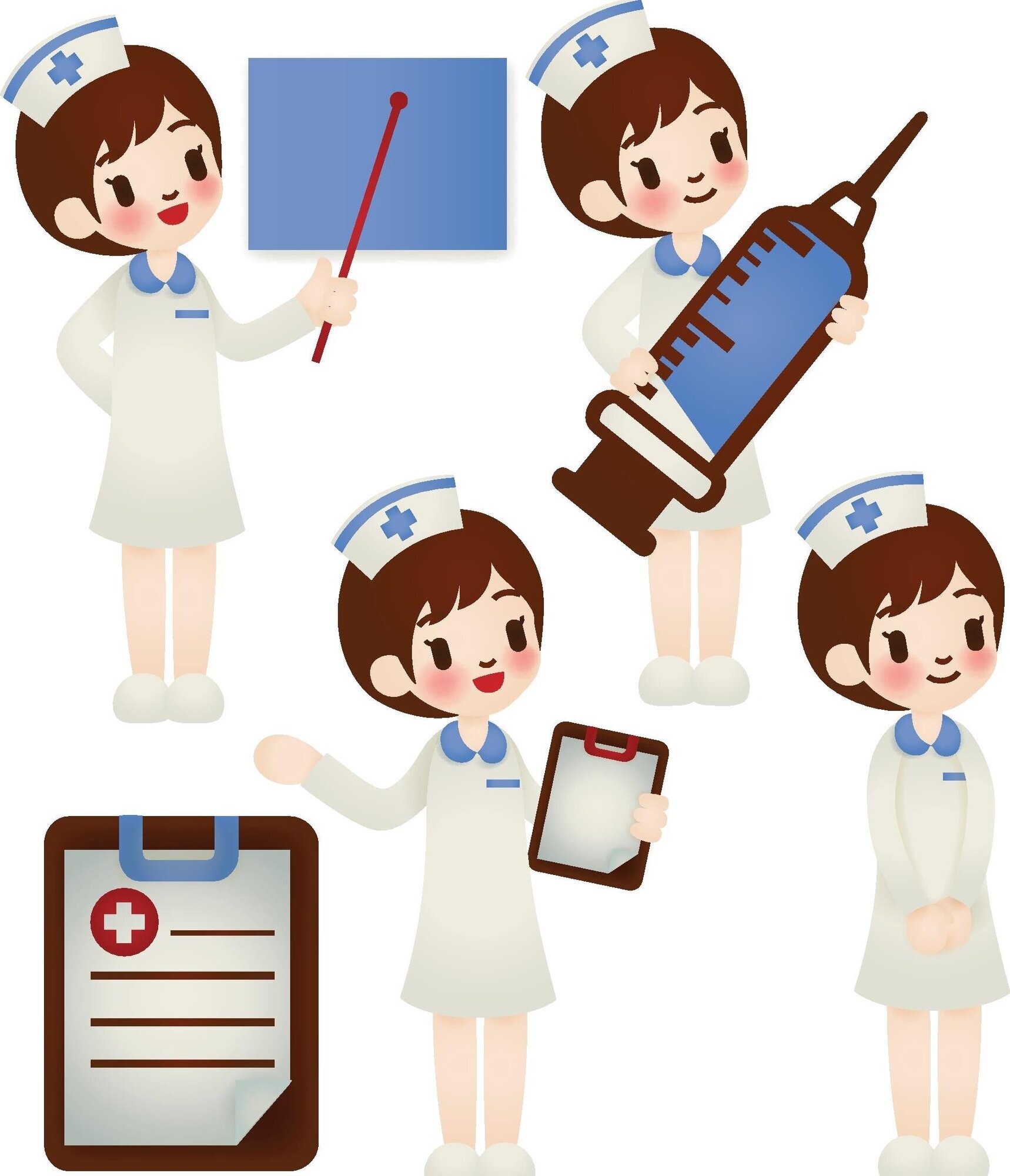 Sykepleier Illustrasjoner av sykepleier i forskjellige positurer