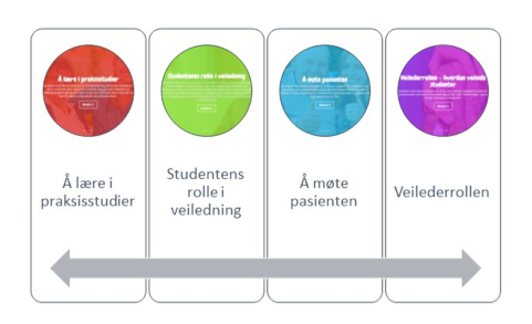Figur 1 Praksisportalen har fire moduler med forskjellig tema.