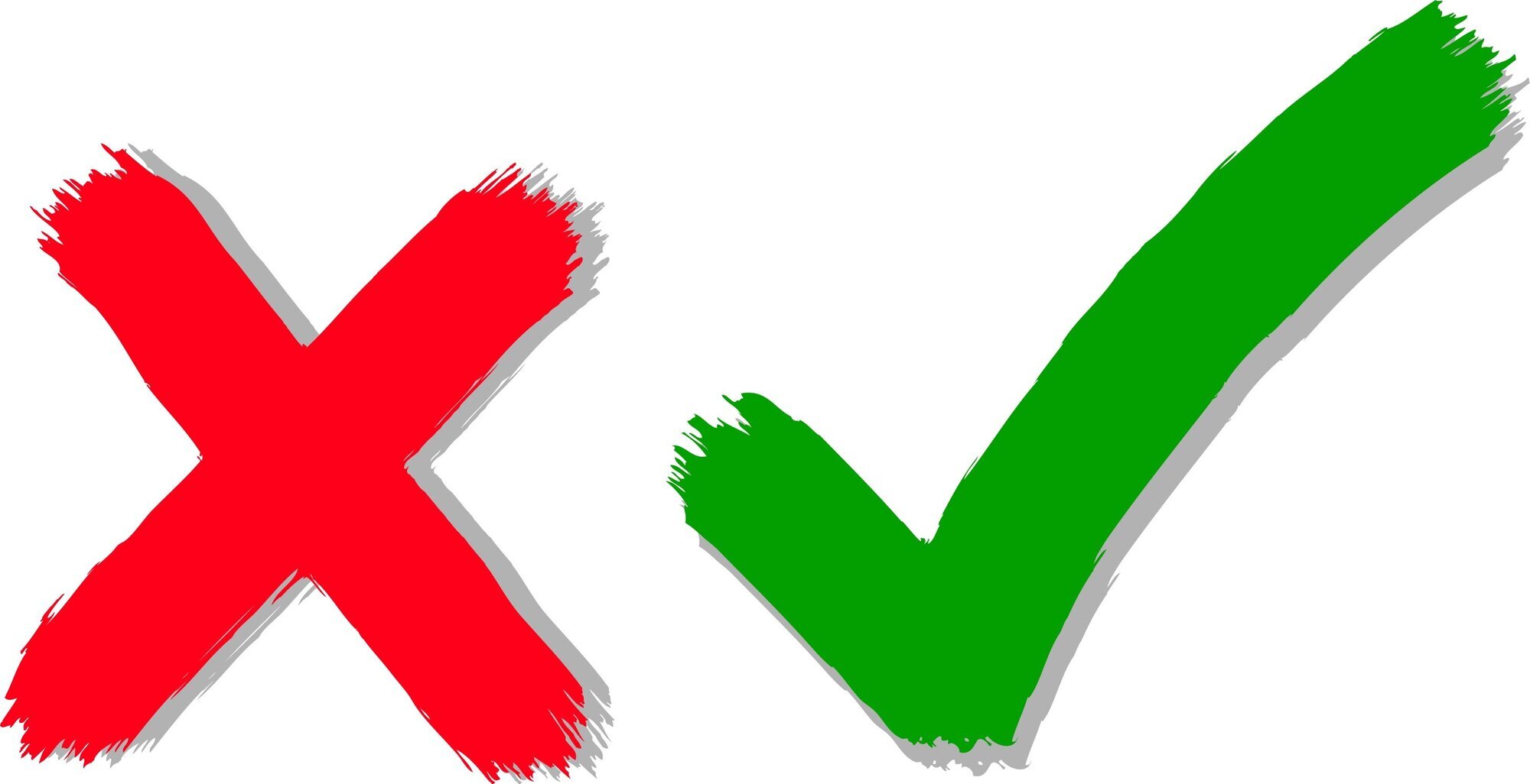 Bilde av ett kryss for feil og et v-tegn for riktig svar Bilde av ett kryss for feil og et v-tegn for riktig svar