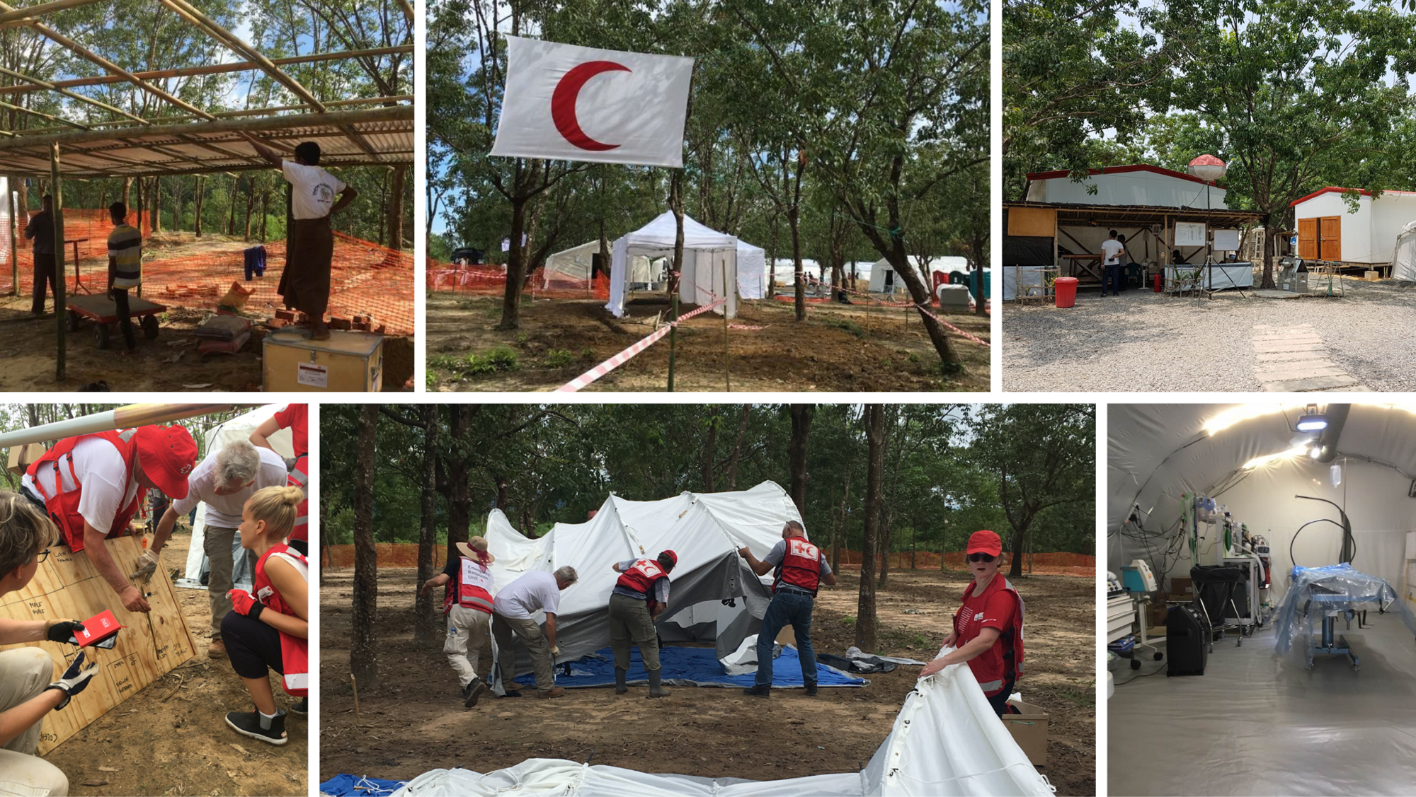 Lokal arbeidskraft ble innleid og feltsykehuset tar form etter mange arbeidstimer Lokal arbeidskraft ble innleid og feltsykehuset tar form etter mange arbeidstimer.