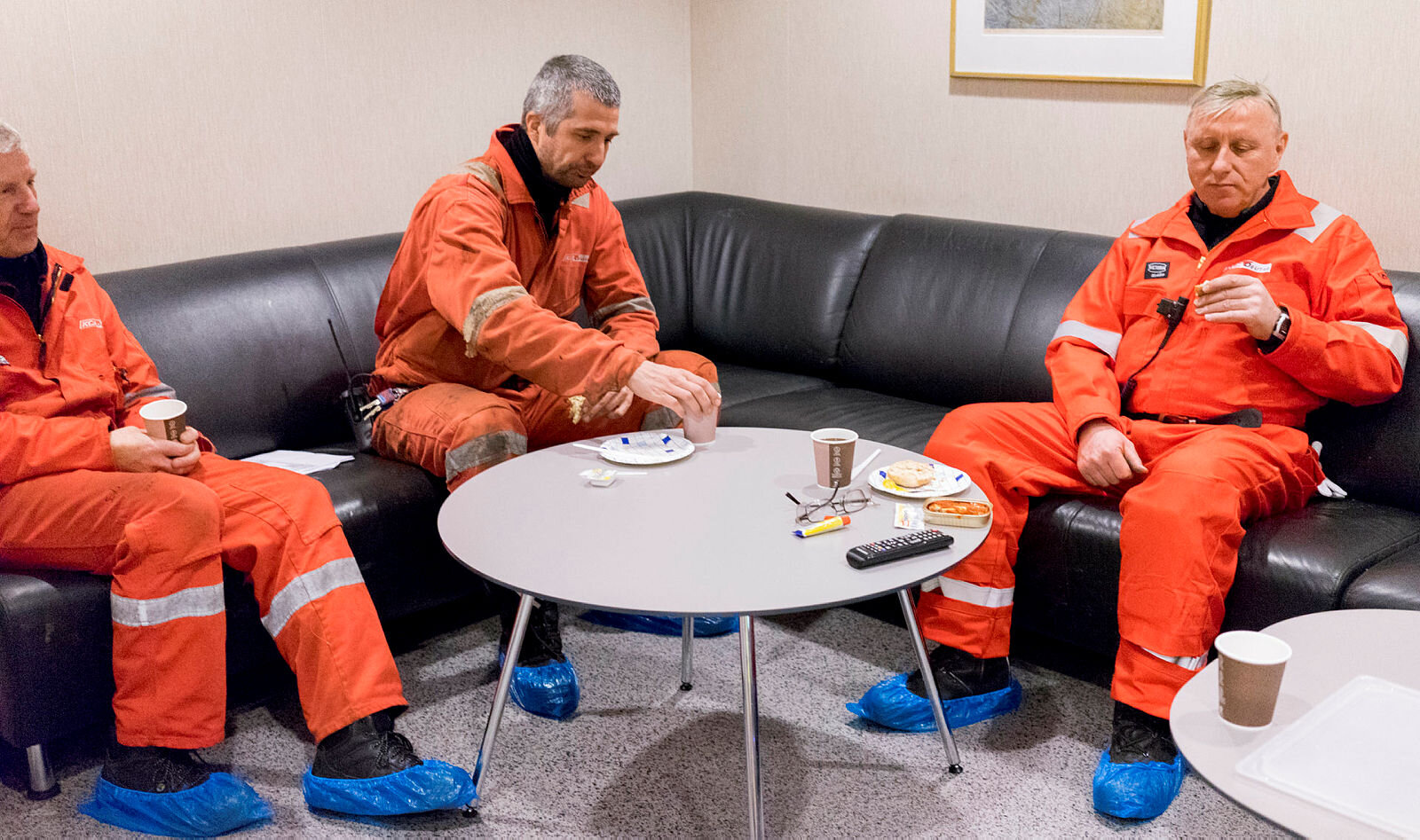 Bildet viser kaffepause på Oseberg B-plattformen