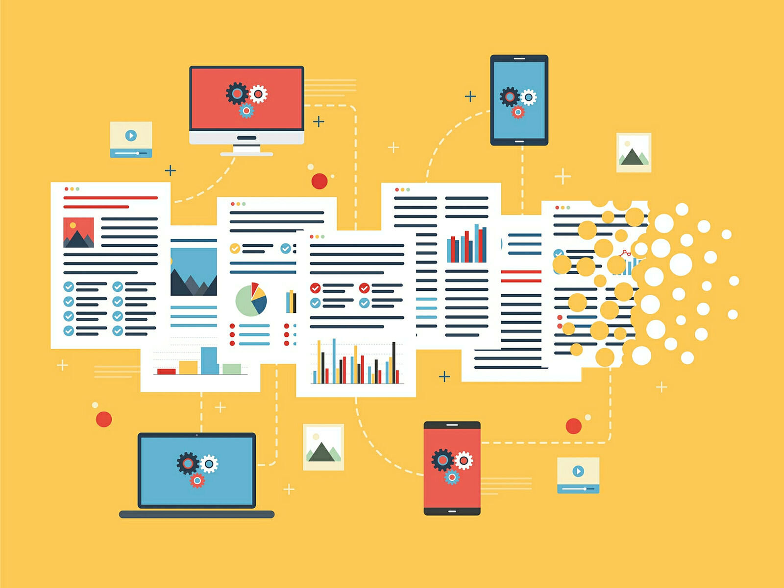 forskning Illustrasjon av forskningsmateriell som går i oppløsning.
