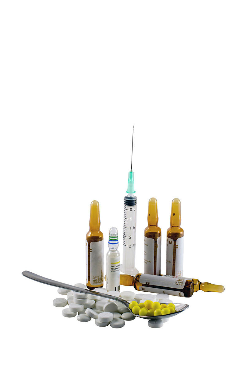 Ampuller Illustrasjoner av ampuller med medisin og sprøyter