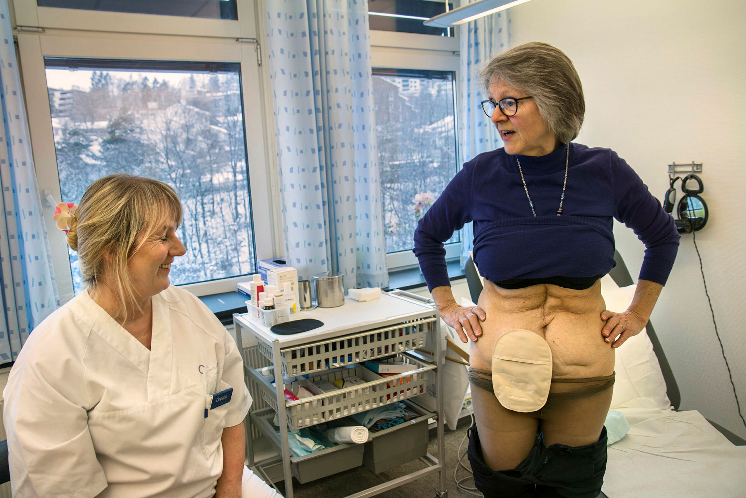 Grethe Følstad Lund og Villa Wahl Stranger Stomisykepleier Grethe Følstad Lund og Villa Wahl Stranger, Radiumhospitalet