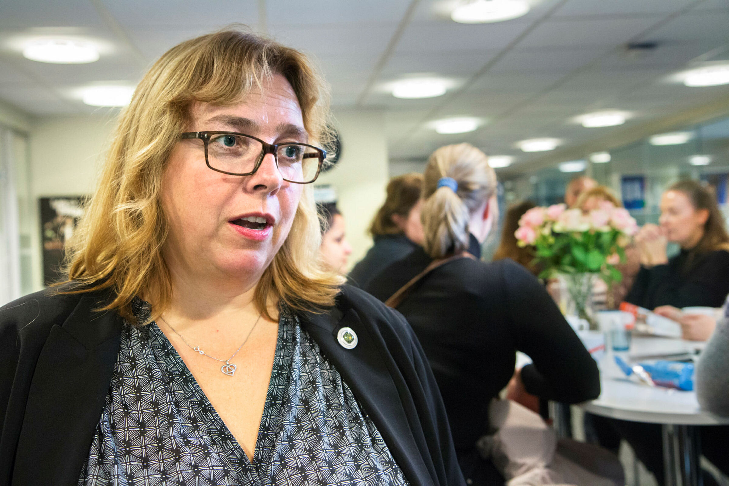 Line Orlund, fylkesleder i NSF Oslo under streiken med NHO