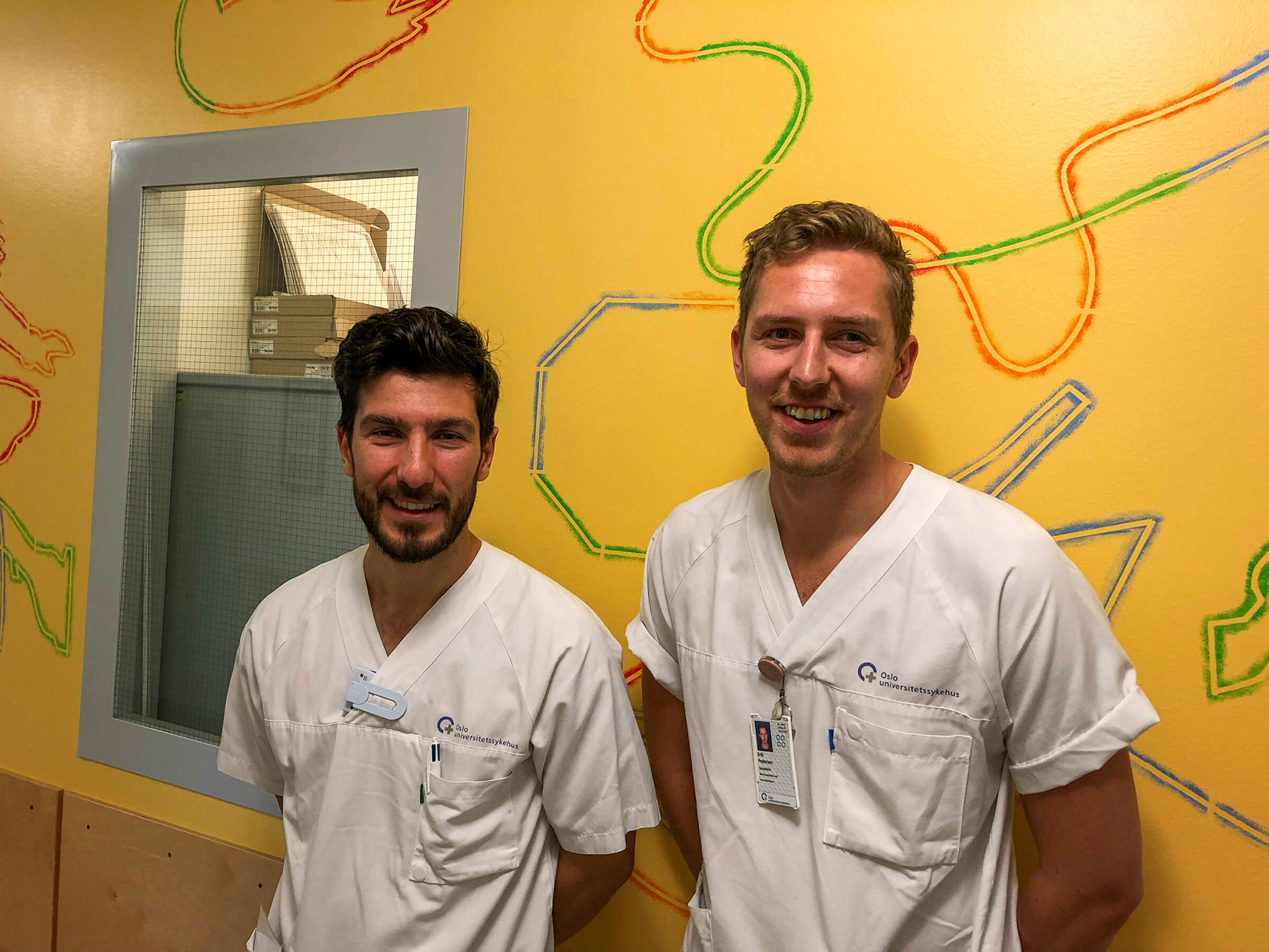 Rebwar Saleh og Erik Pedersen Bildet viser Rebwar Saleh og Erik Pedersen, barneavdelingen, Oslo universitetssykehus, Ullevål.
