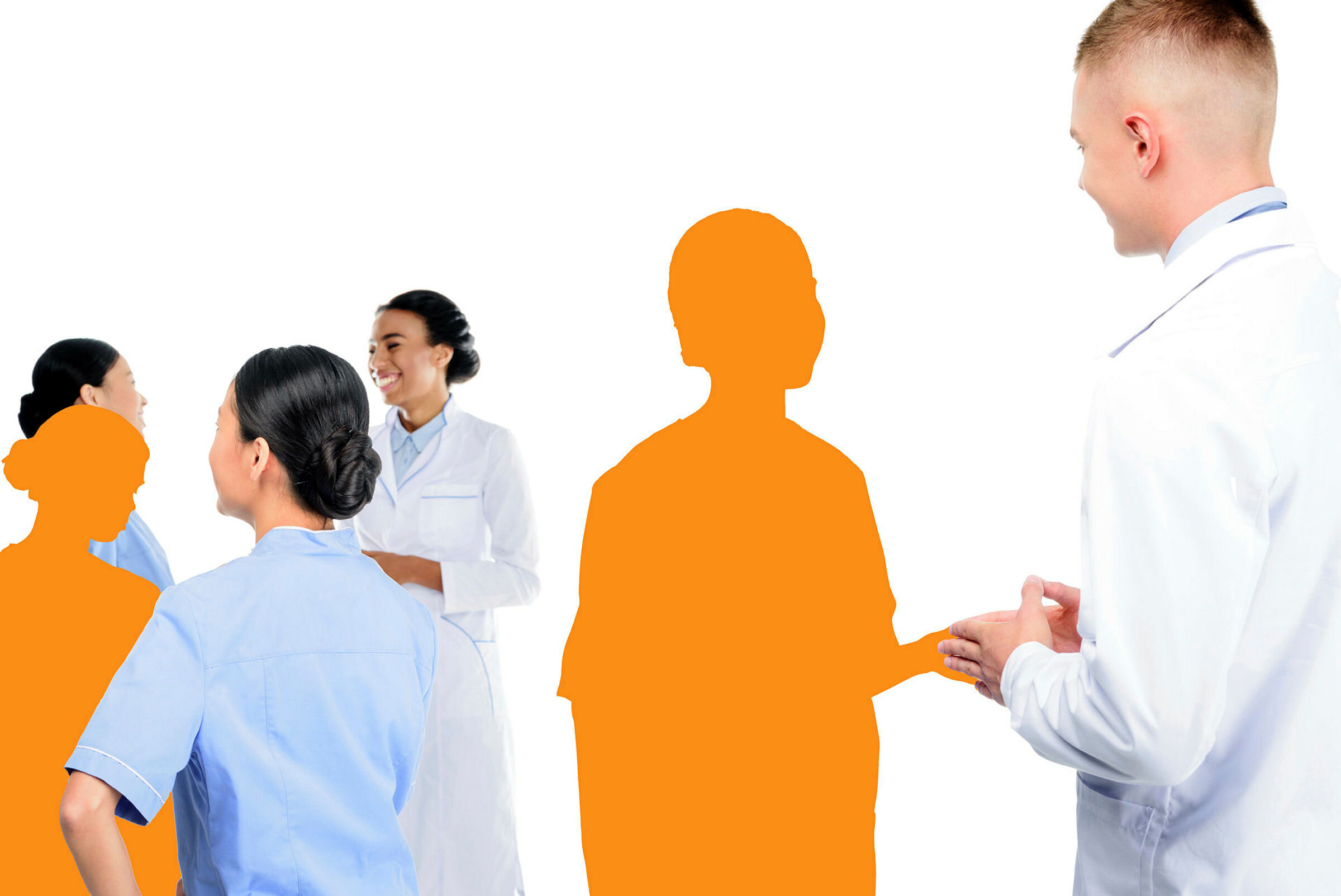 Vikarer Bildet viser en gruppe sykepleiere og hvor noen av dem bare er silhuetter