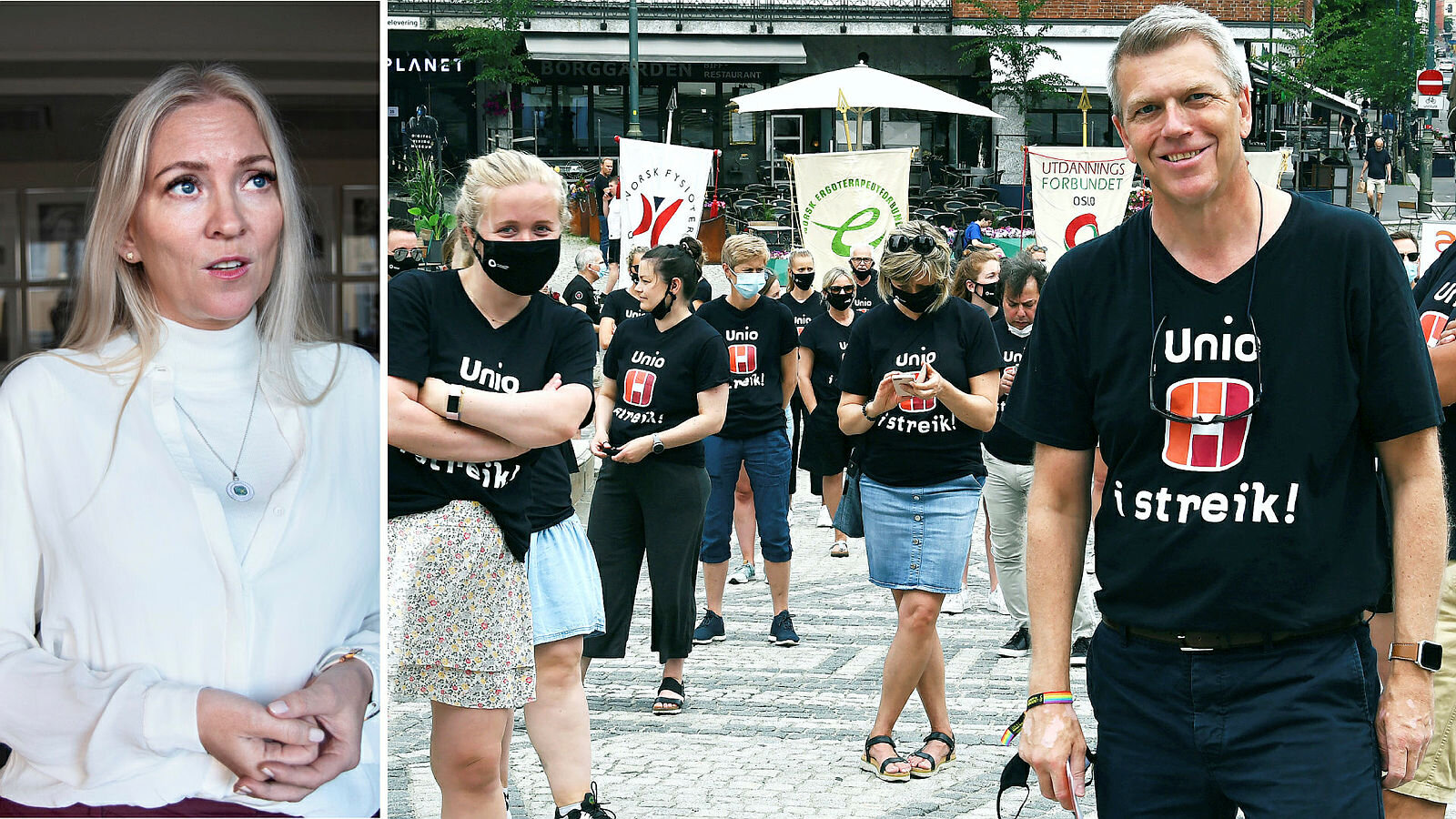 NSF-leder Lill Sverresdatter Larsen og fylkesleder i Oslo Bård Eirik Ruud