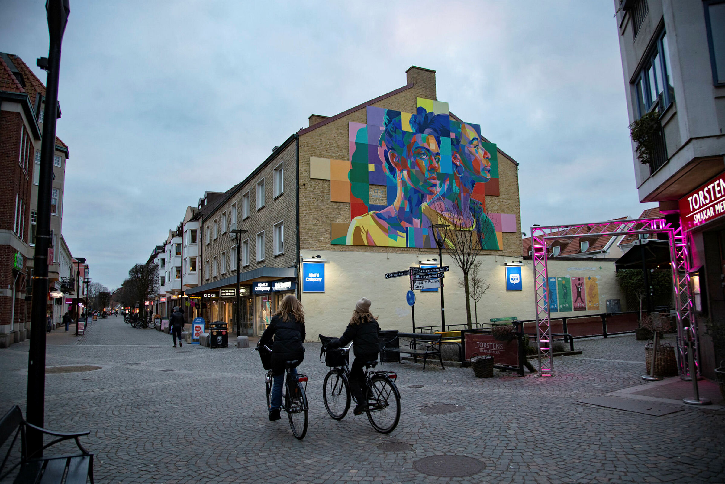 Ängelholm, Skåne, Sverige Bildet viser en gate i småbyen Ängelholm i Skåne i Sverige