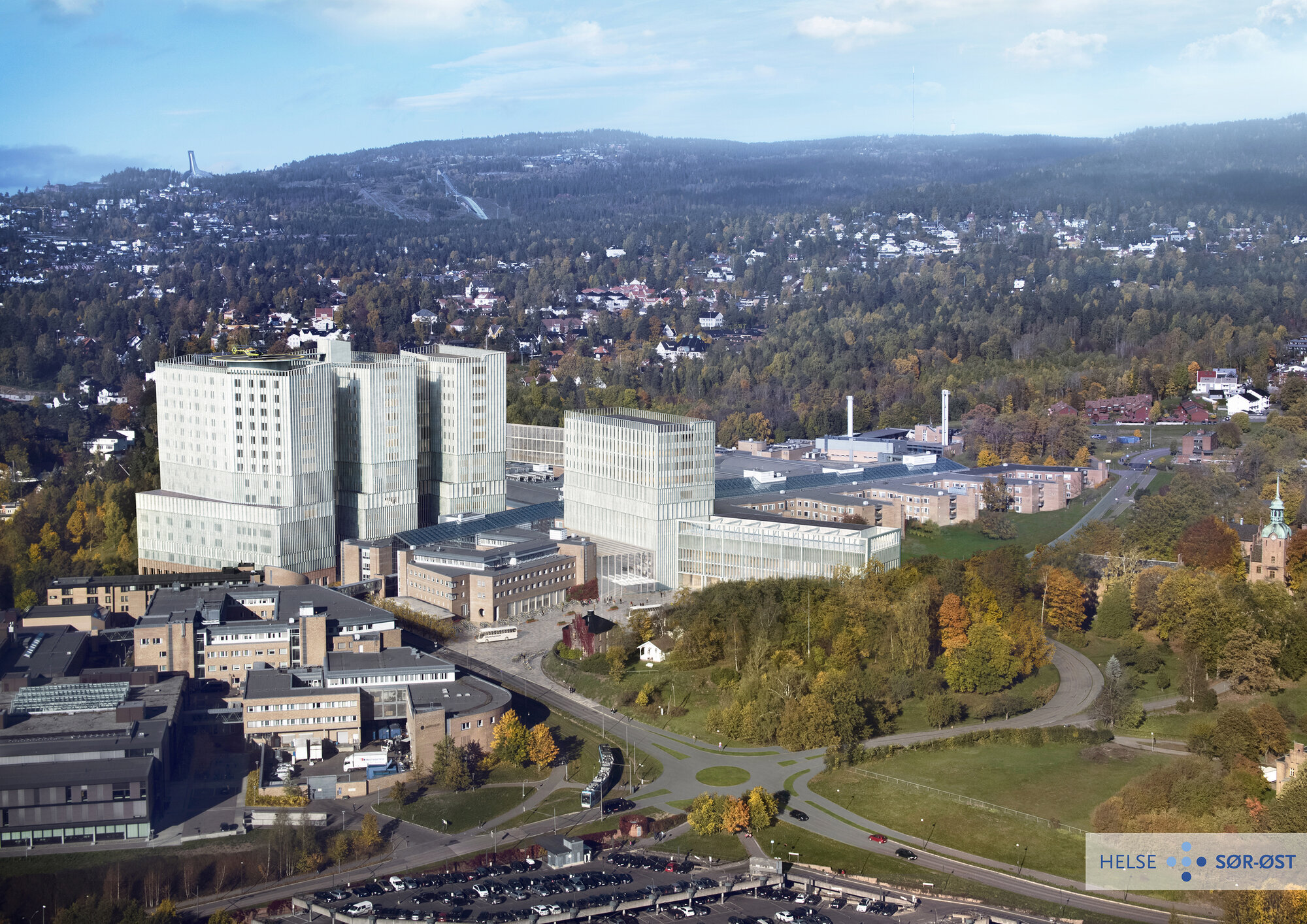Arkitektbilde av nytt sykehus på Gaustad. Arkitektbilde av nytt sykehus på Gaustad.
